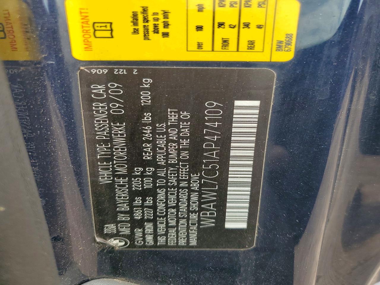 2010 Bmw 335 I Blue vin: WBAWL7C51AP474109