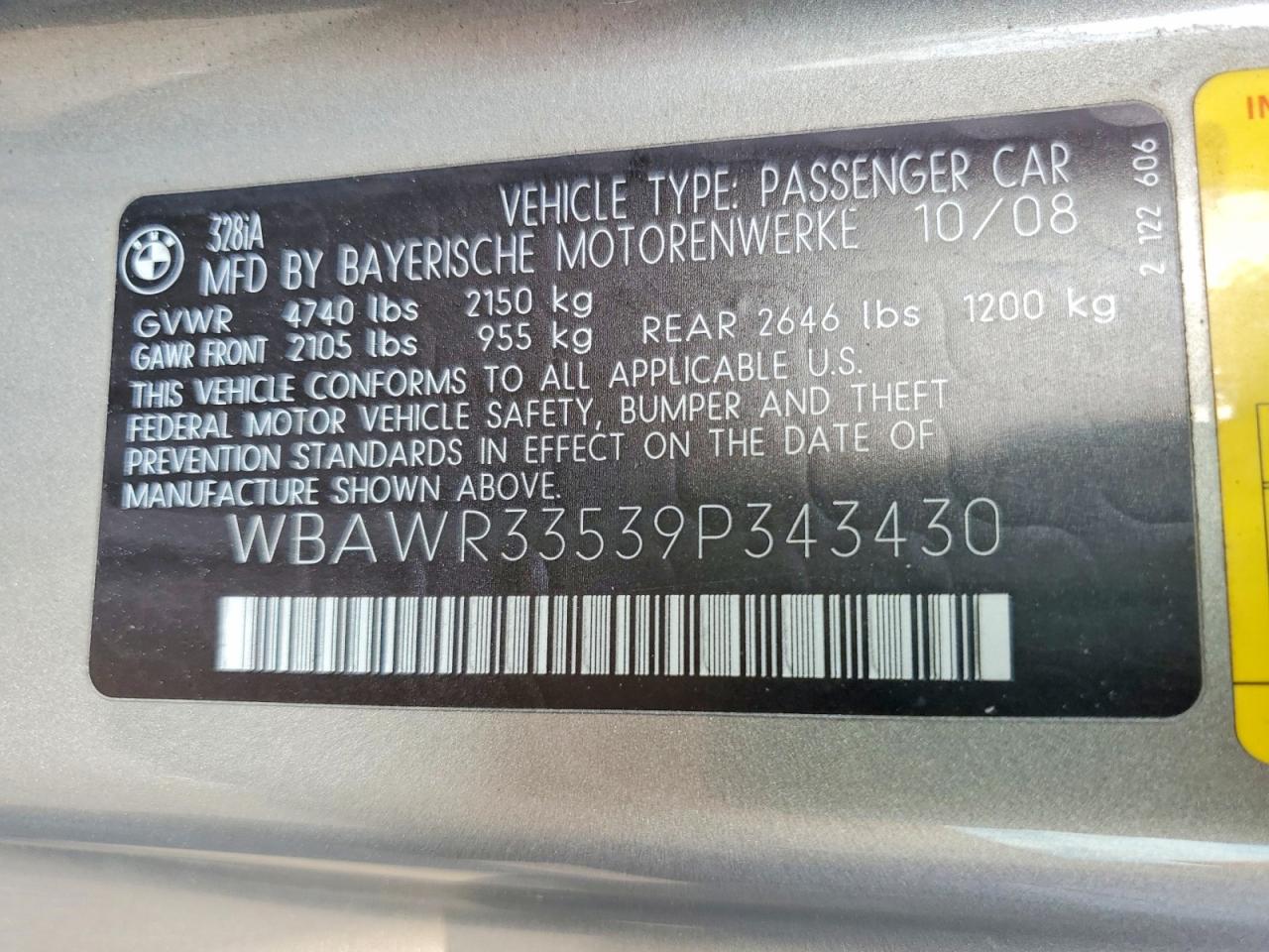 2009 Bmw 328 I Sulev Silver vin: WBAWR33539P343430
