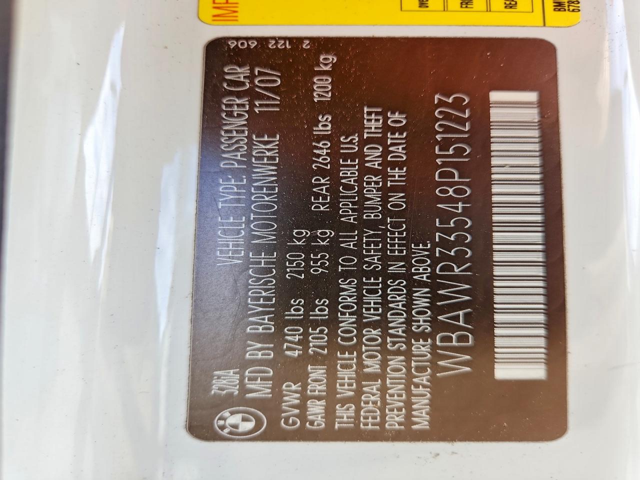 2008 Bmw 328 I Sulev White vin: WBAWR33548P151223
