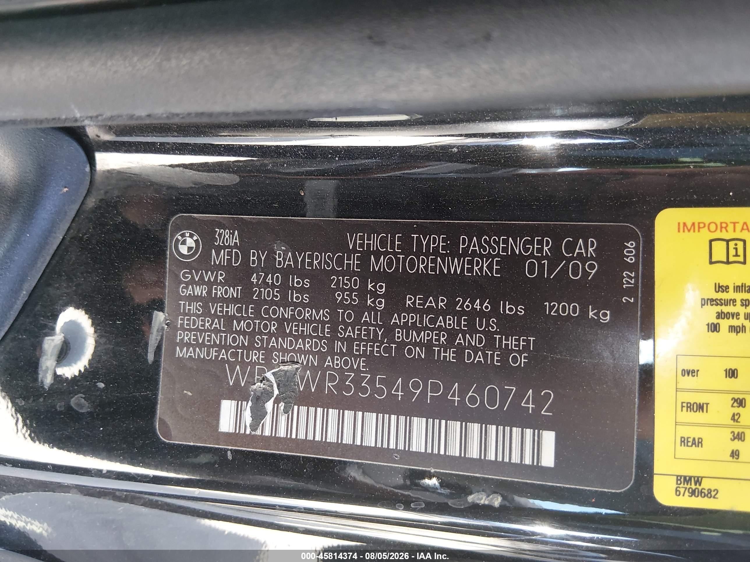 2009 Bmw 328i   Black vin: WBAWR33549P460742