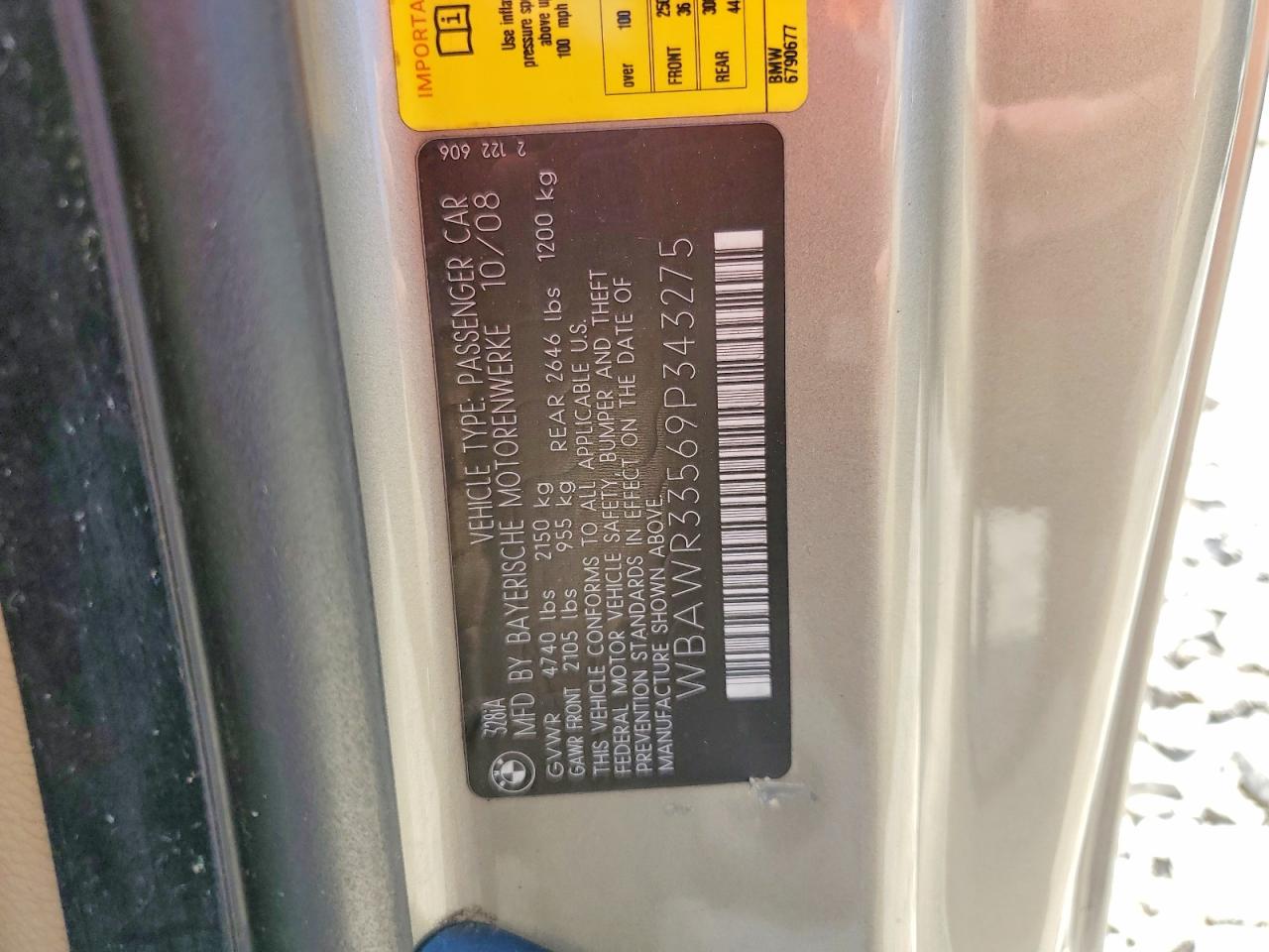2009 Bmw 328 I Sulev Gold vin: WBAWR33569P343275