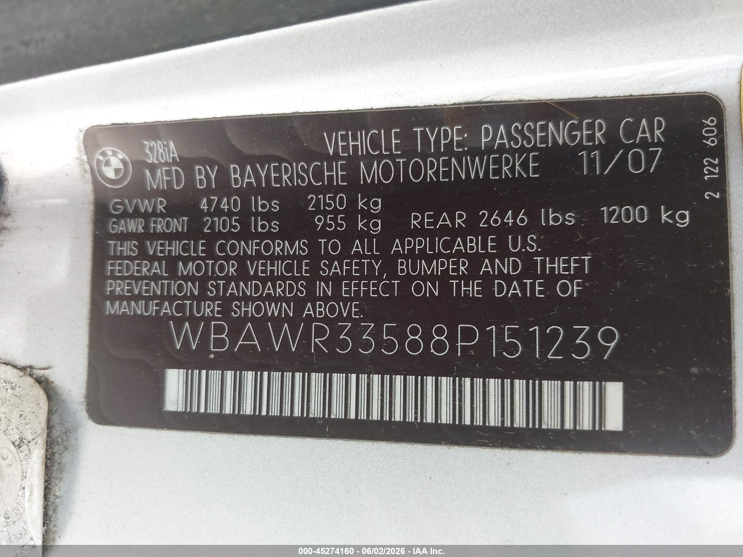 2008 Bmw 328i   Silver vin: WBAWR33588P151239