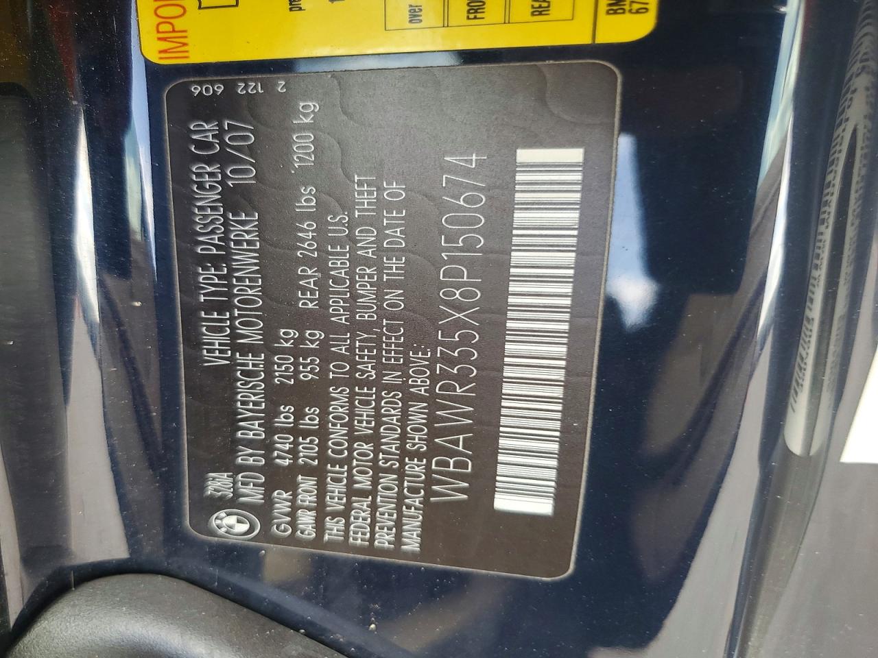 2008 Bmw 328 I Sulev Black vin: WBAWR335X8P150674