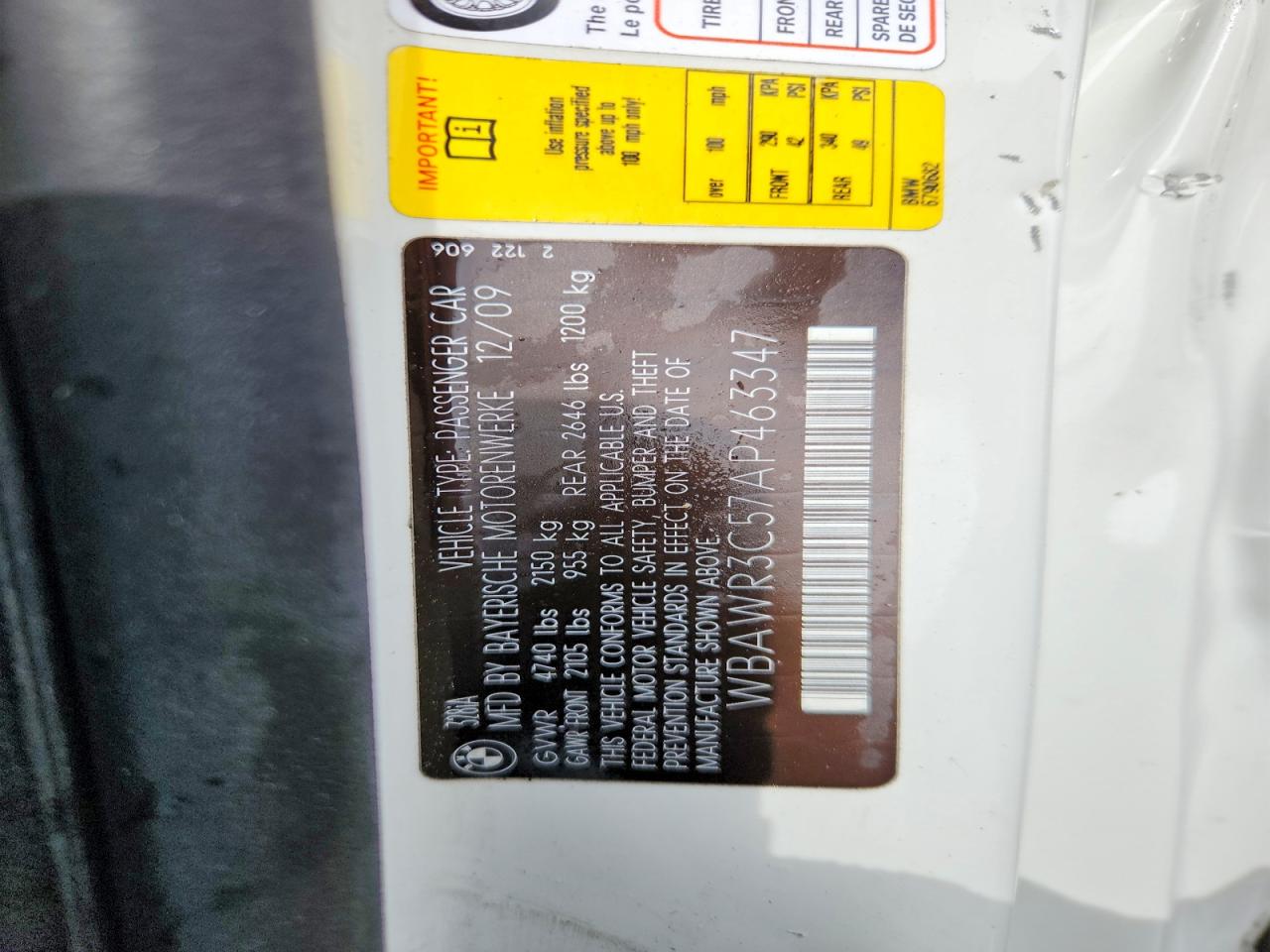 2010 Bmw 328 I Sulev White vin: WBAWR3C57AP463347
