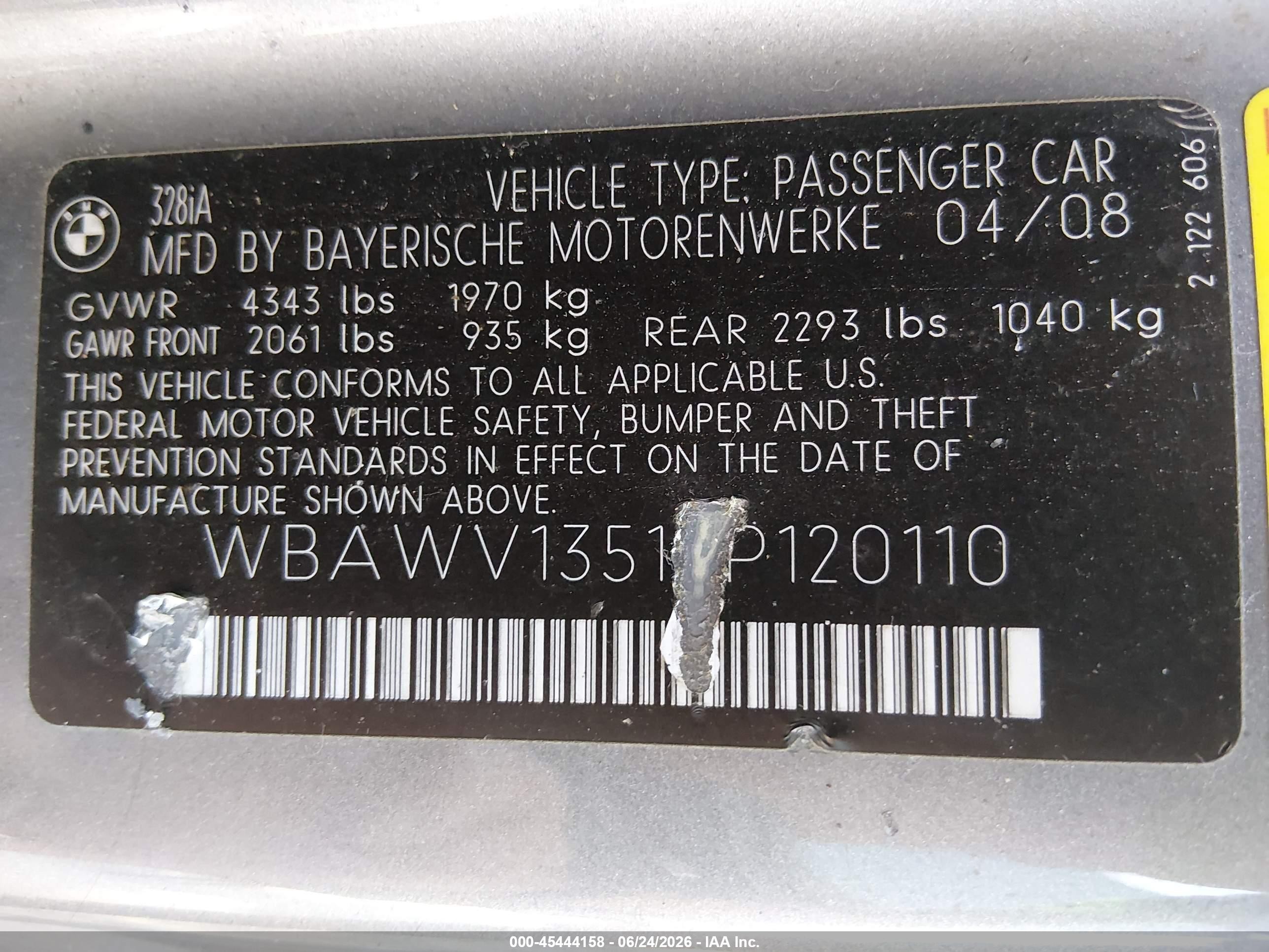 2008 Bmw 328i   Gray vin: WBAWV13518P120110