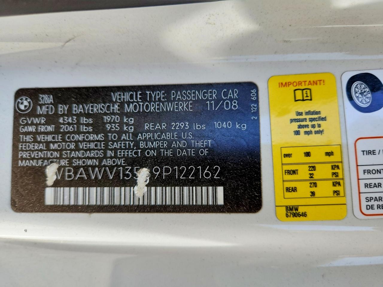 2009 Bmw 328 I Sulev White vin: WBAWV13569P122162