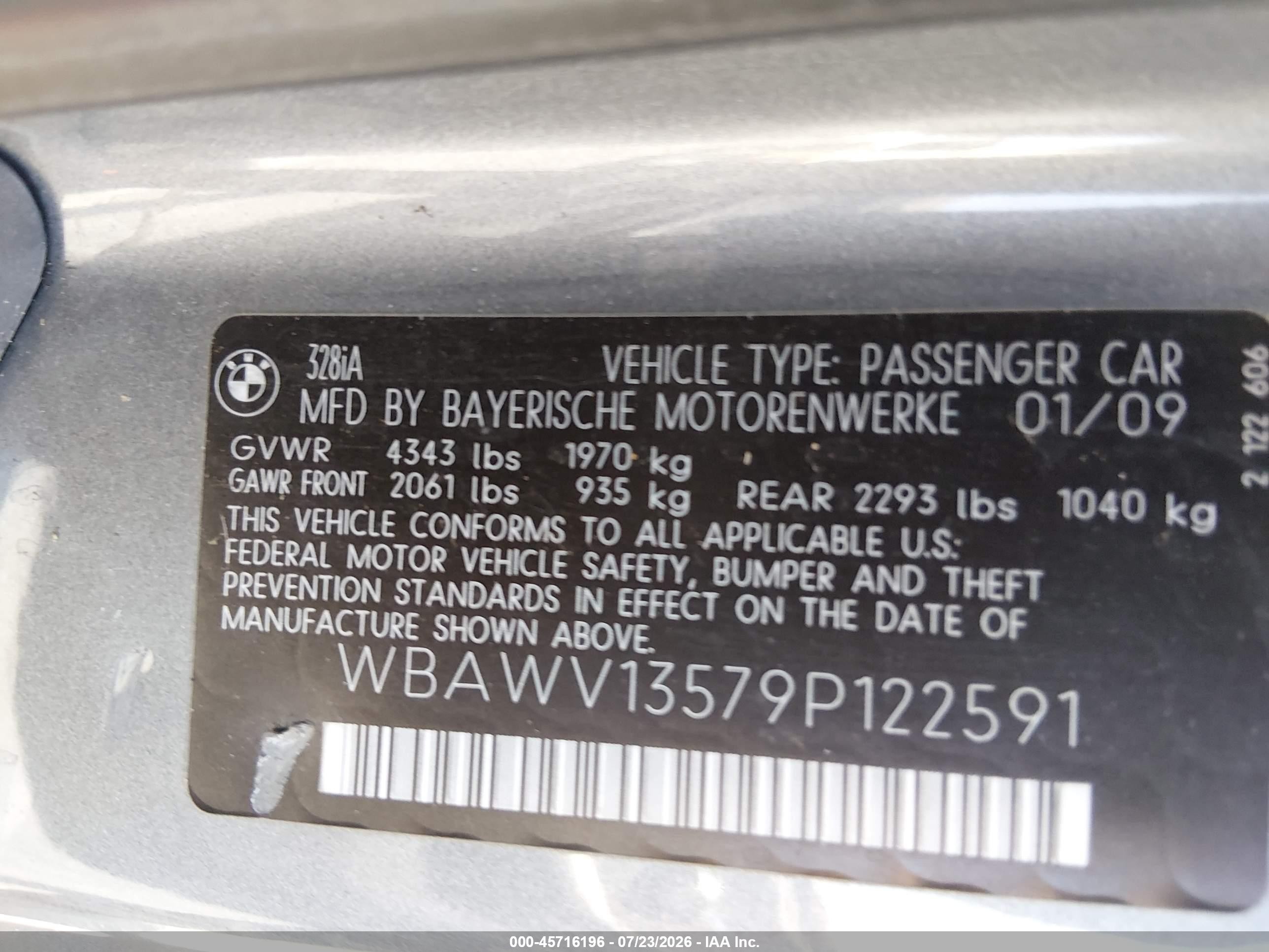 2009 Bmw 328i   Gray vin: WBAWV13579P122591