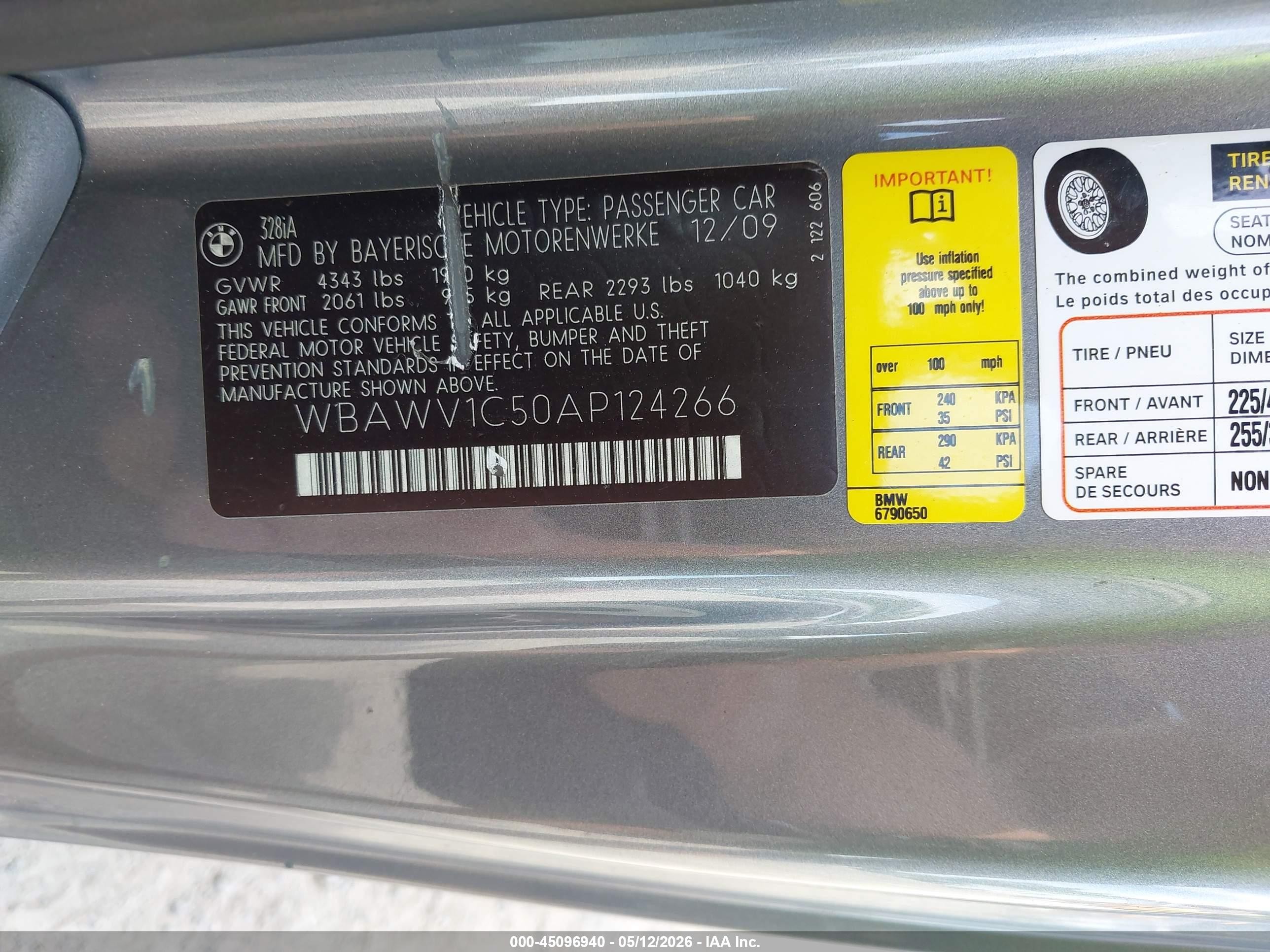 2010 Bmw 328i   Gray vin: WBAWV1C50AP124266