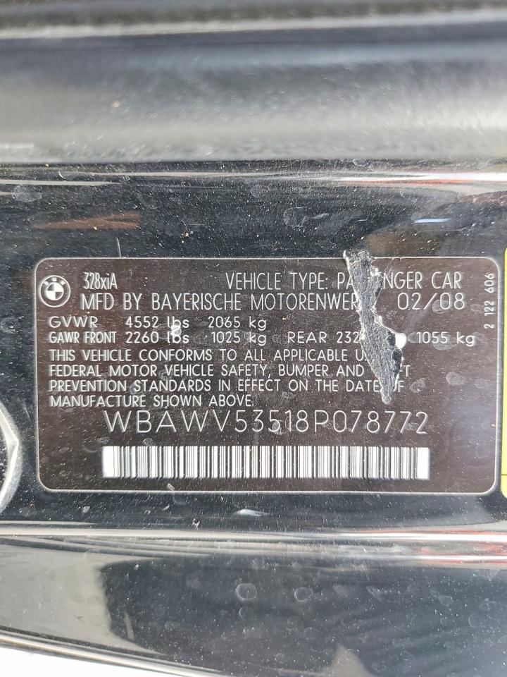 2008 Bmw 328 Xi Sulev Black vin: WBAWV53518P078772