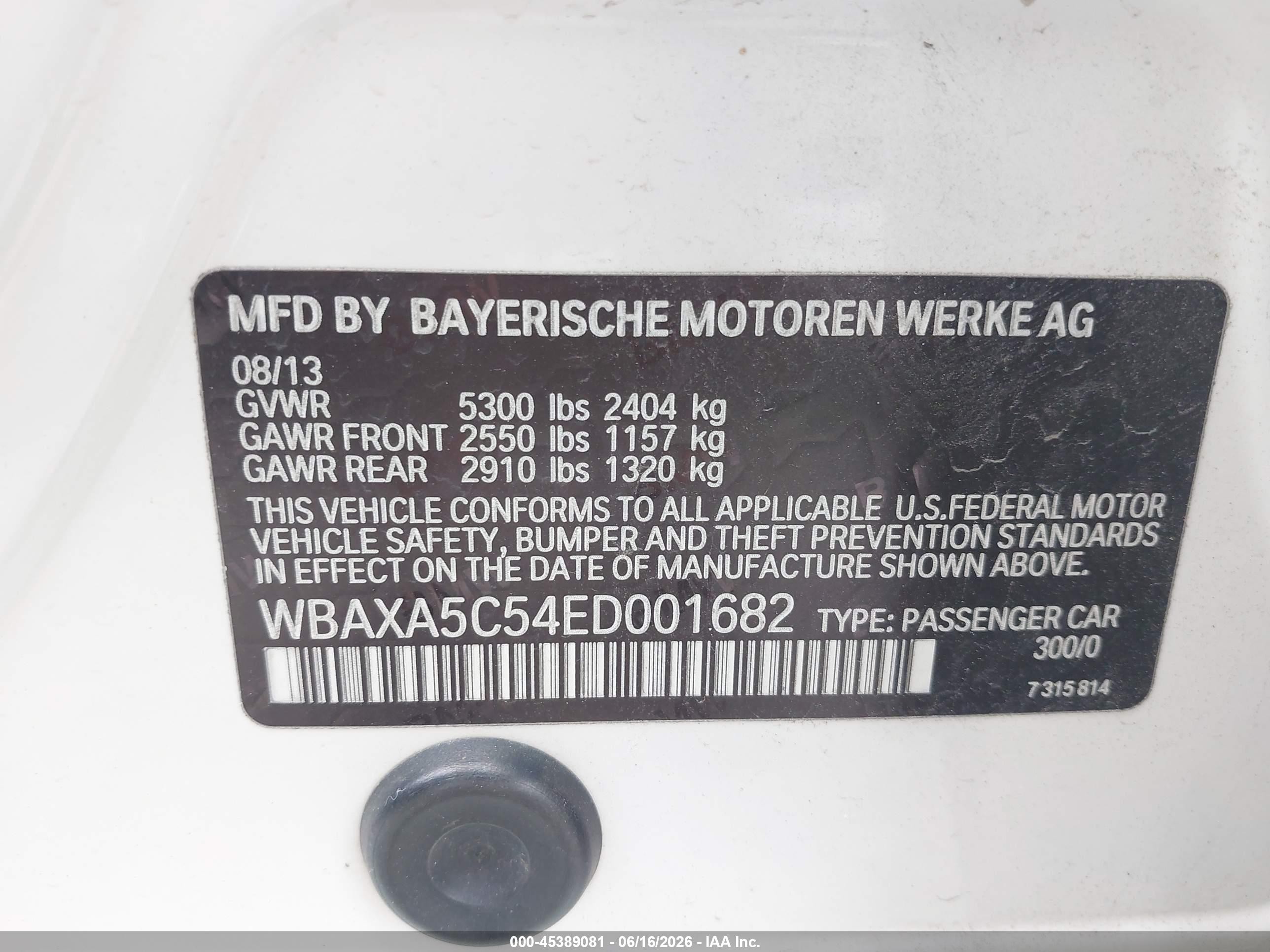 2014 Bmw 535d   White vin: WBAXA5C54ED001682