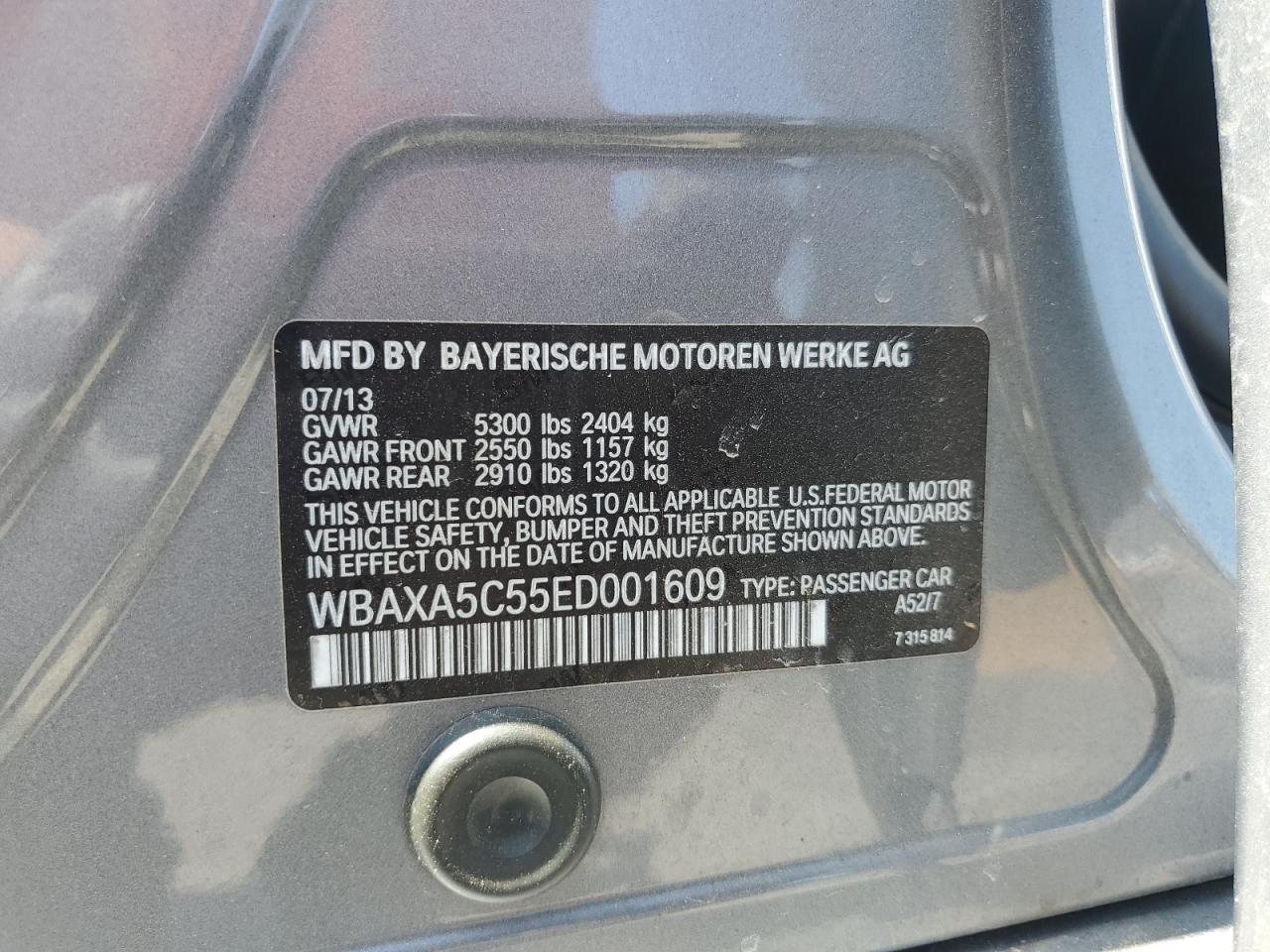 2014 Bmw 535 D Gray vin: WBAXA5C55ED001609