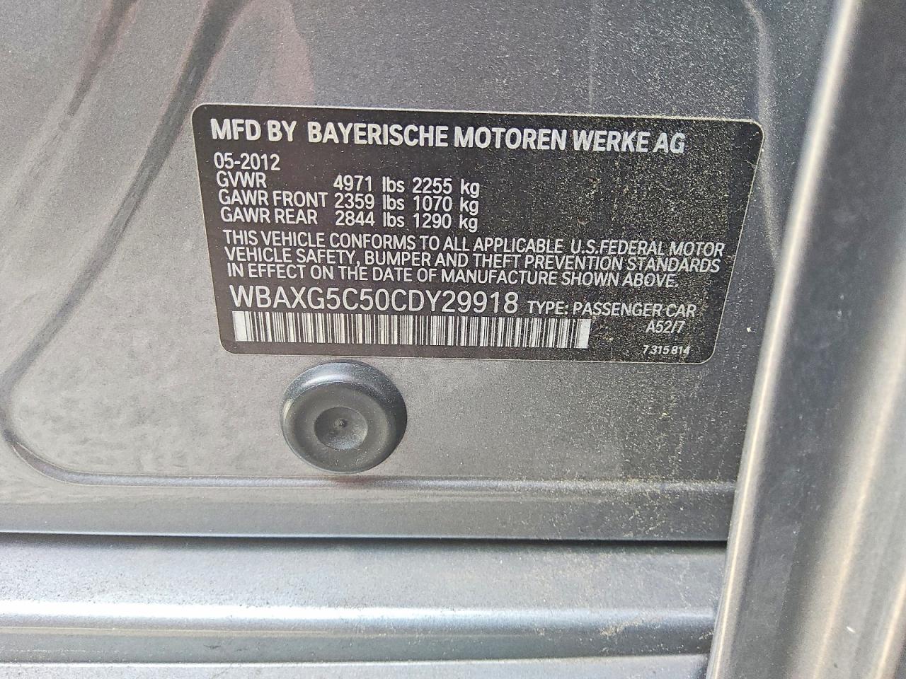 2012 Bmw 528 I Gray vin: WBAXG5C50CDY29918