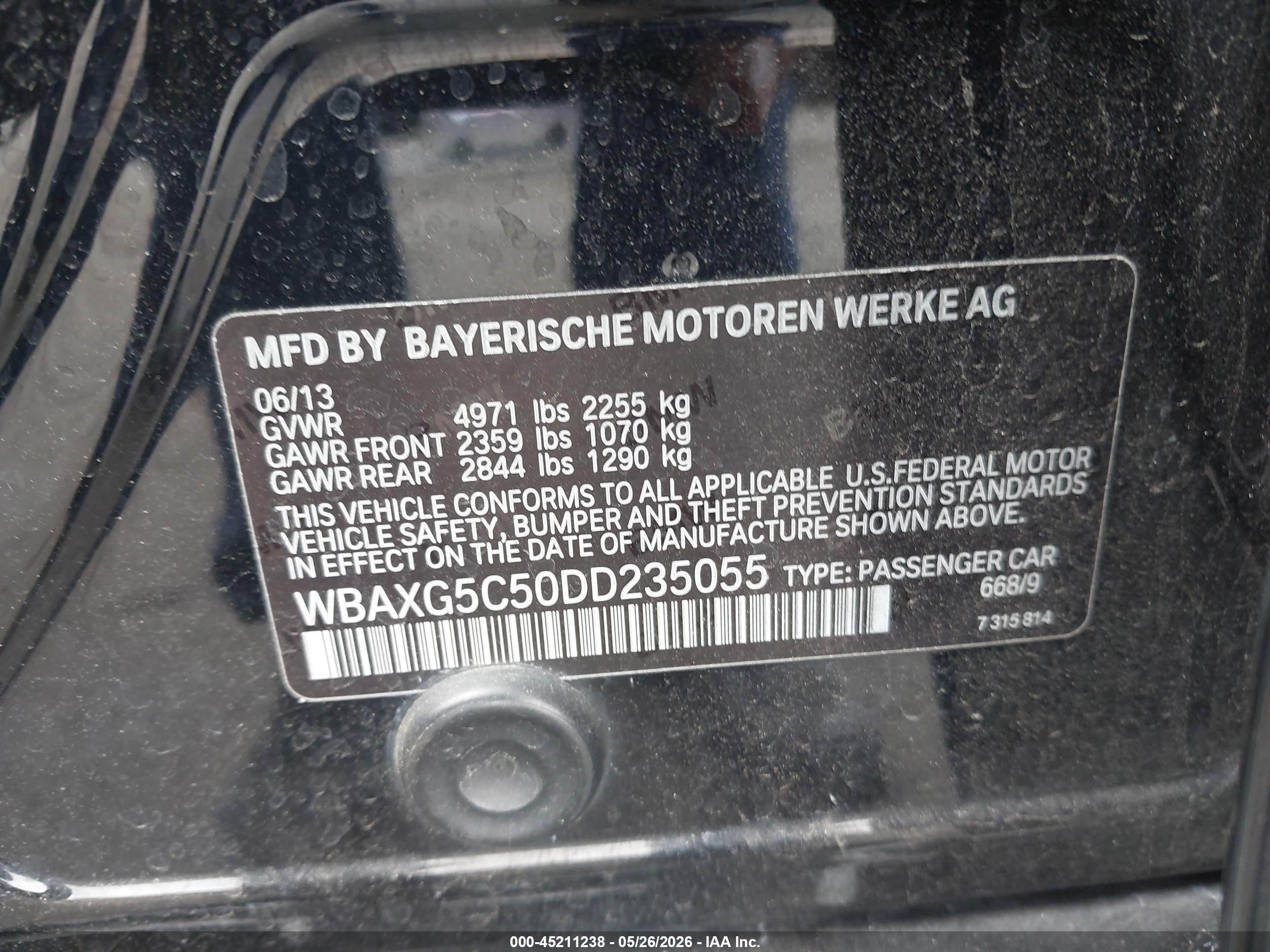 2013 Bmw 528i   Black vin: WBAXG5C50DD235055