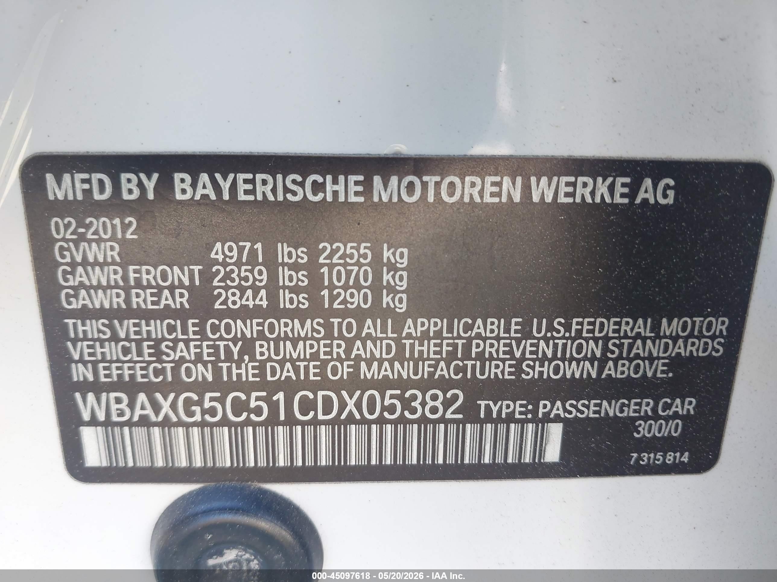 2012 Bmw 528i   White vin: WBAXG5C51CDX05382
