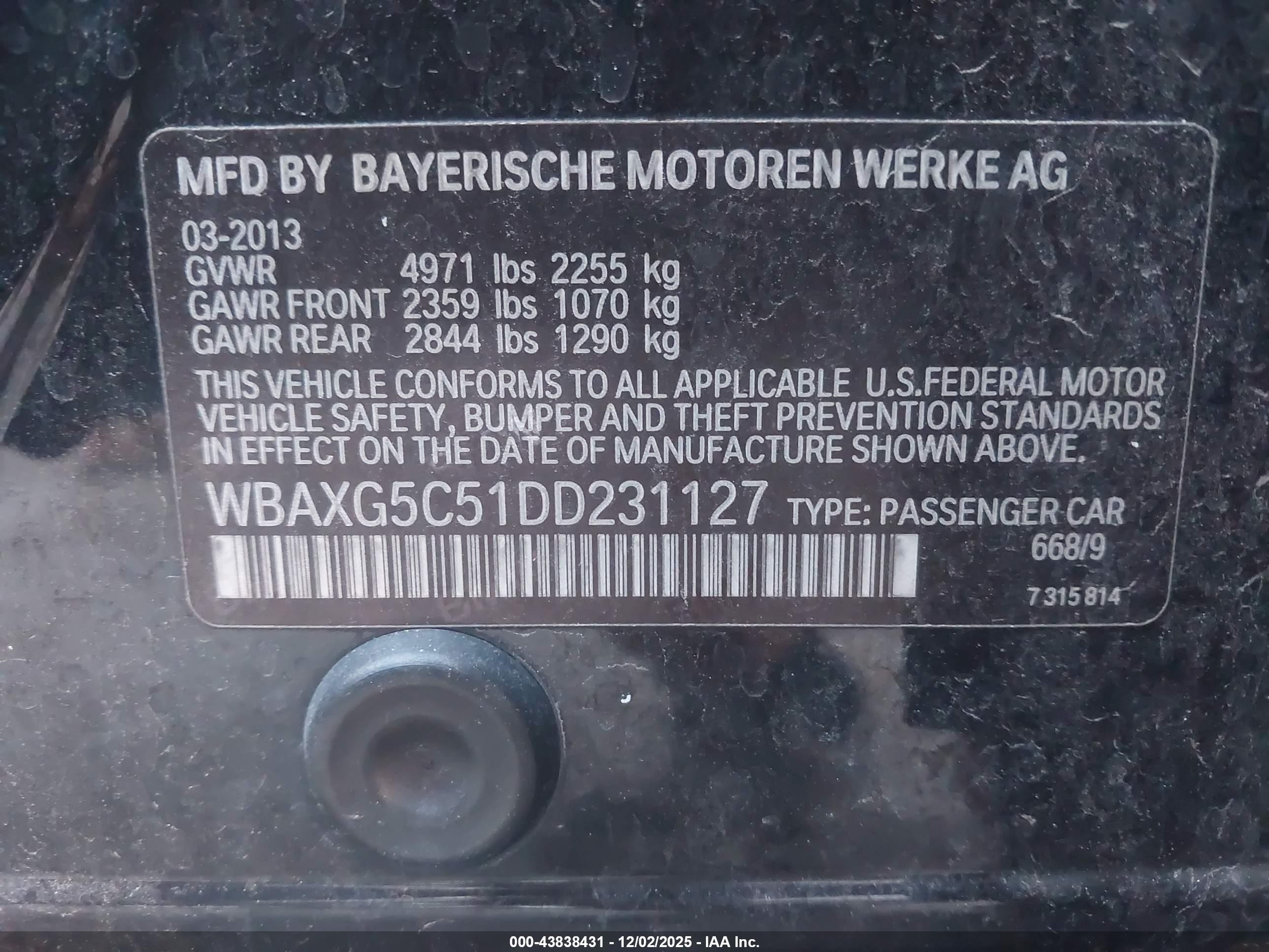 2013 Bmw 528i   Black vin: WBAXG5C51DD231127
