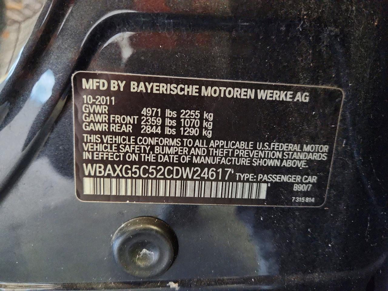 2012 Bmw 528 I Gray vin: WBAXG5C52CDW24617