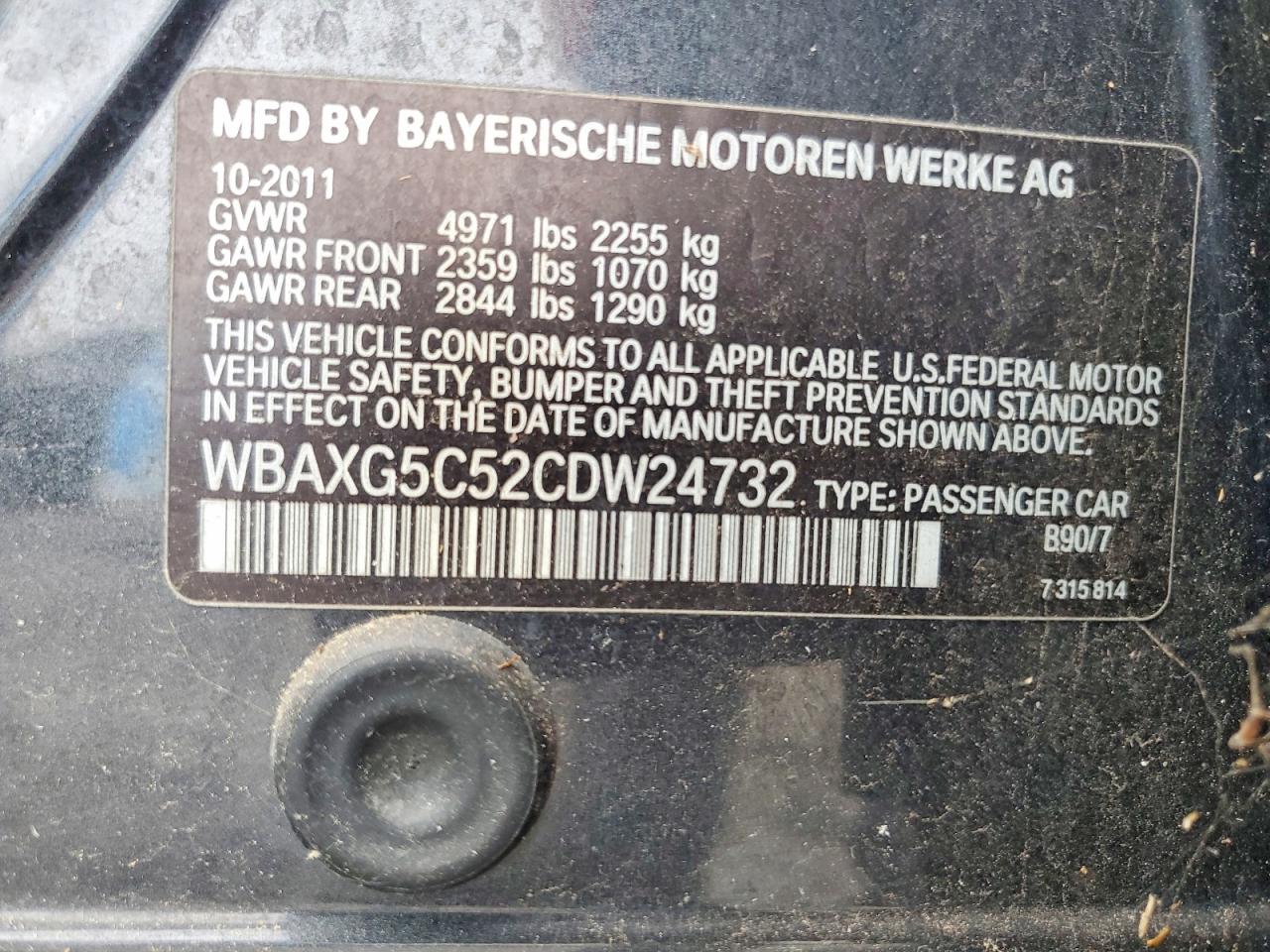 2012 Bmw 528 I Gray vin: WBAXG5C52CDW24732