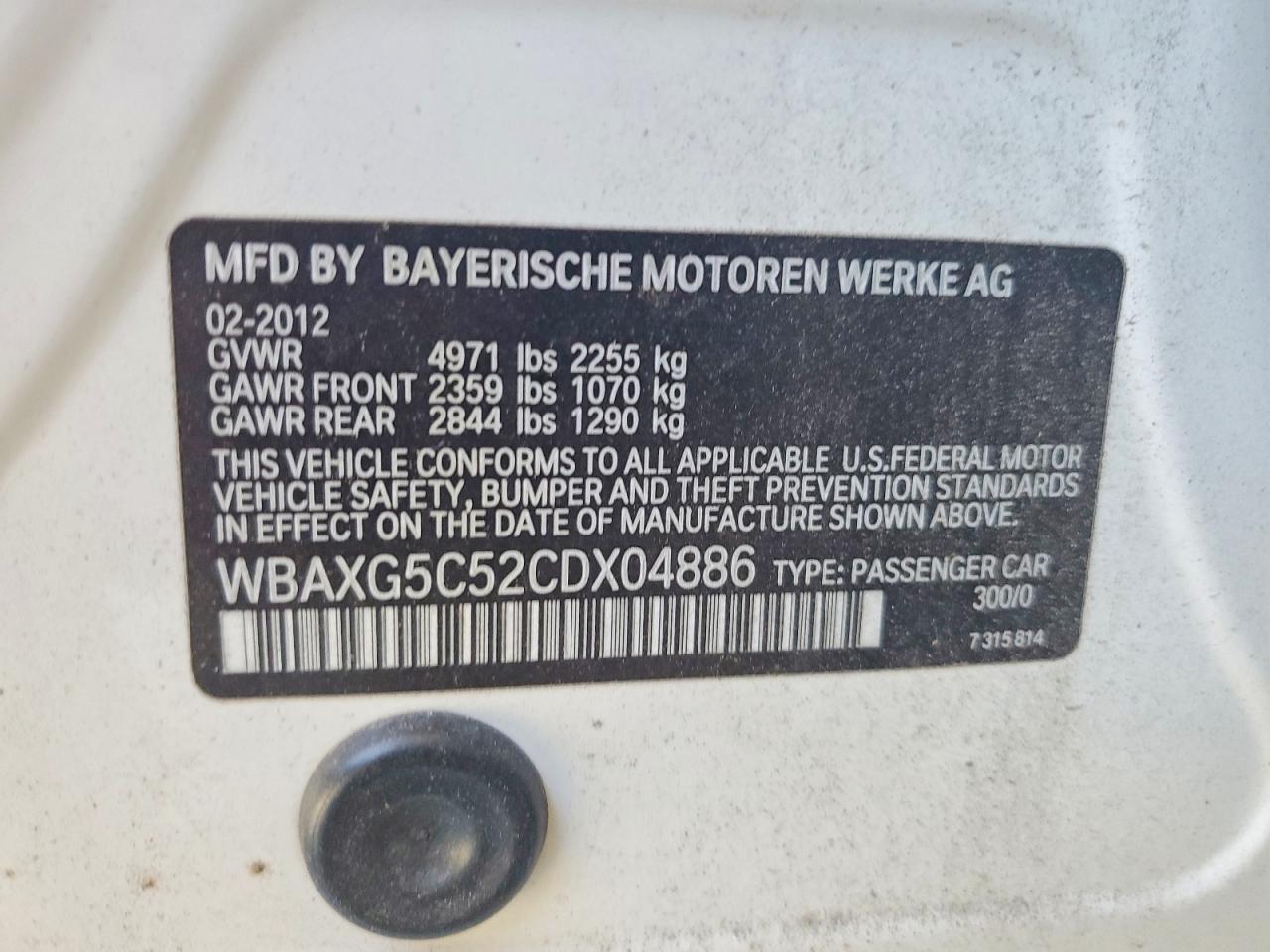 2012 Bmw 528 I White vin: WBAXG5C52CDX04886