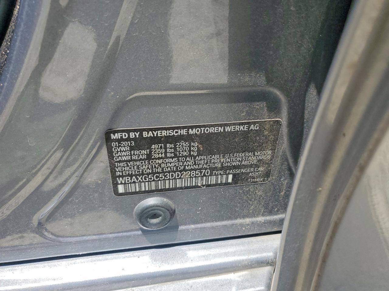 2013 Bmw 528 I Серый vin: WBAXG5C53DD228570