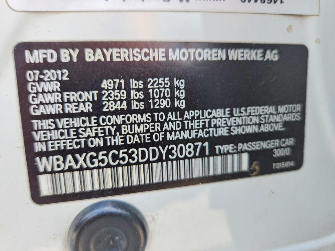 2013 Bmw 528 I White vin: WBAXG5C53DDY30871