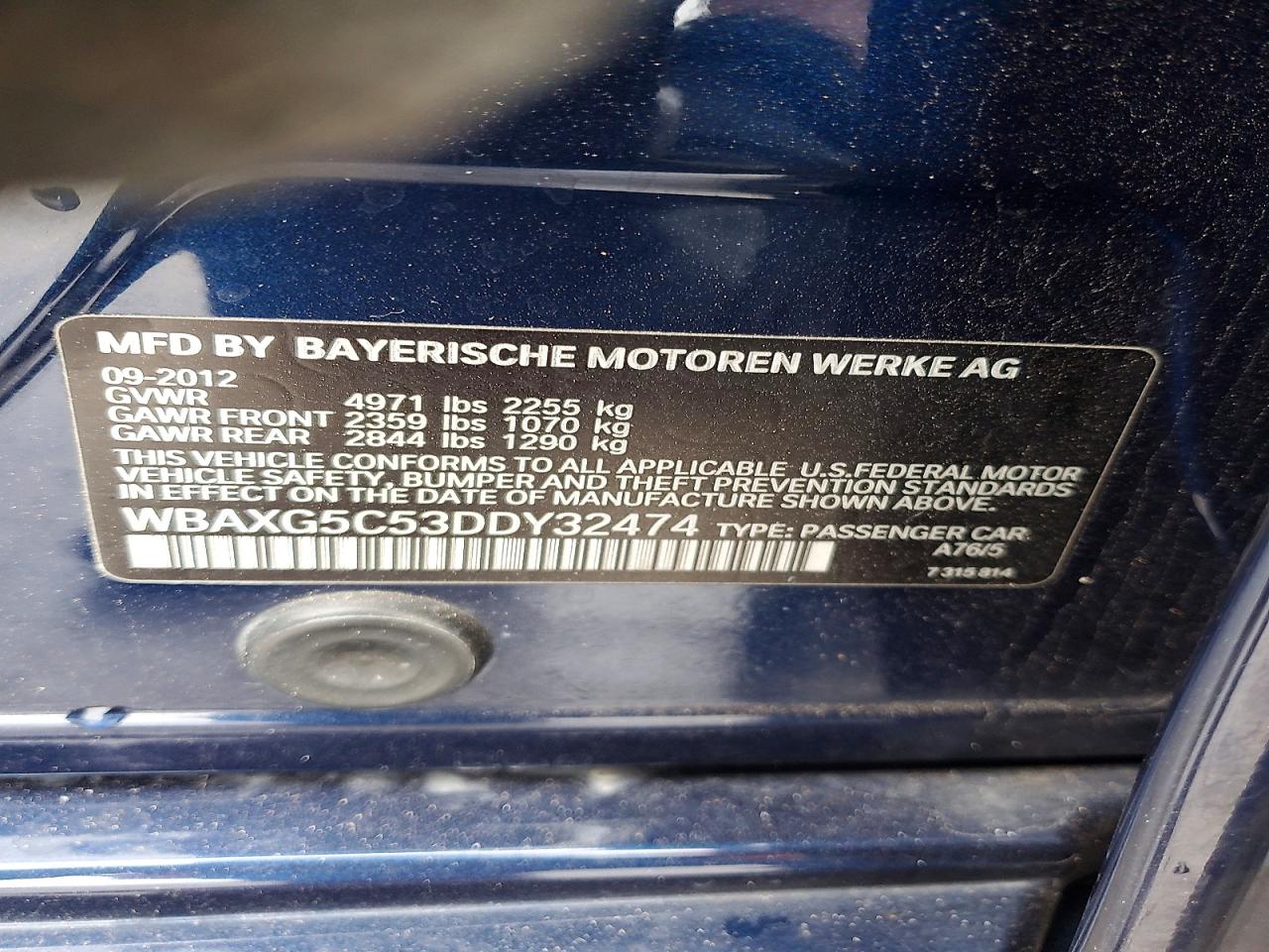 2013 Bmw 528 I Blue vin: WBAXG5C53DDY32474