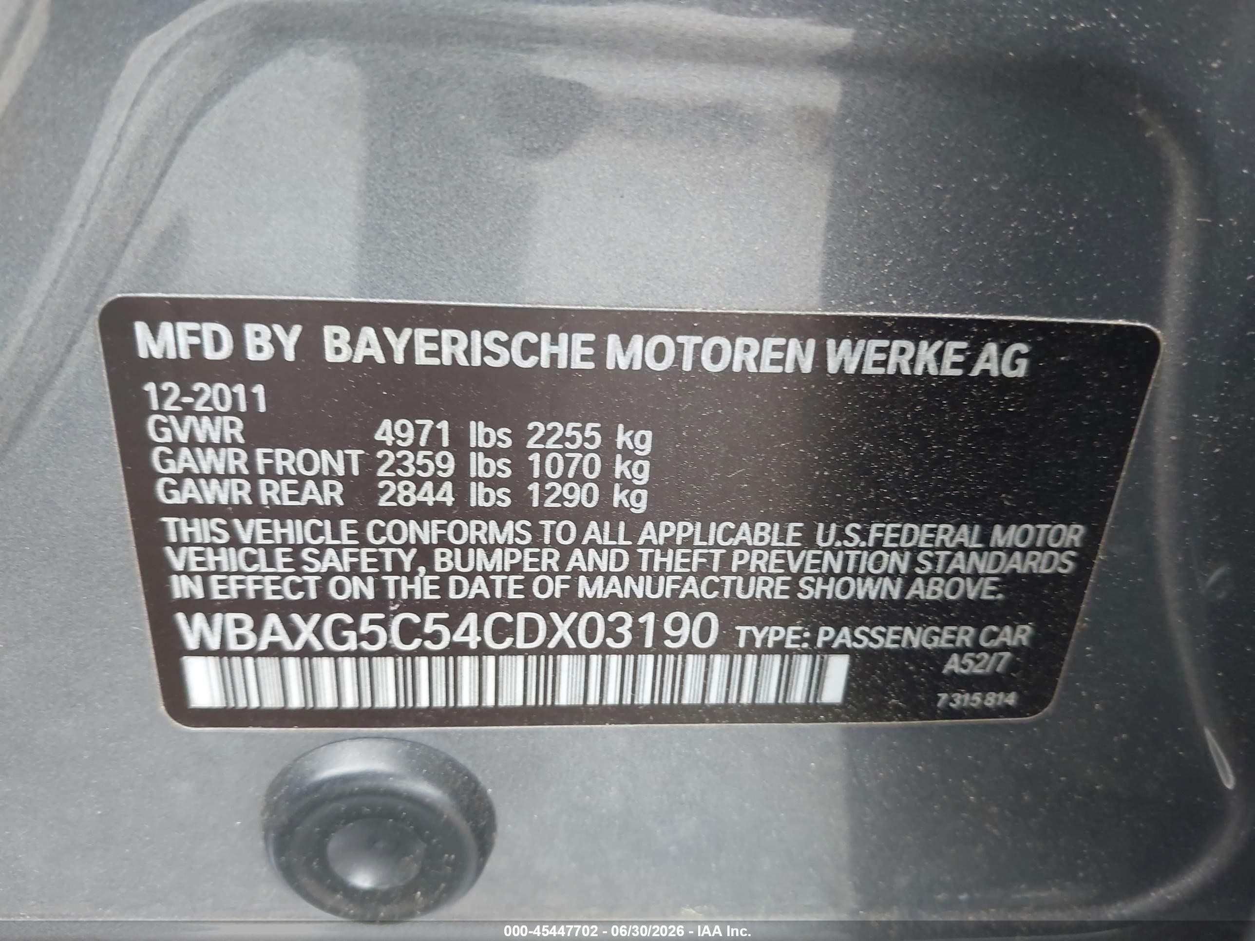2012 Bmw 528i   Gray vin: WBAXG5C54CDX03190
