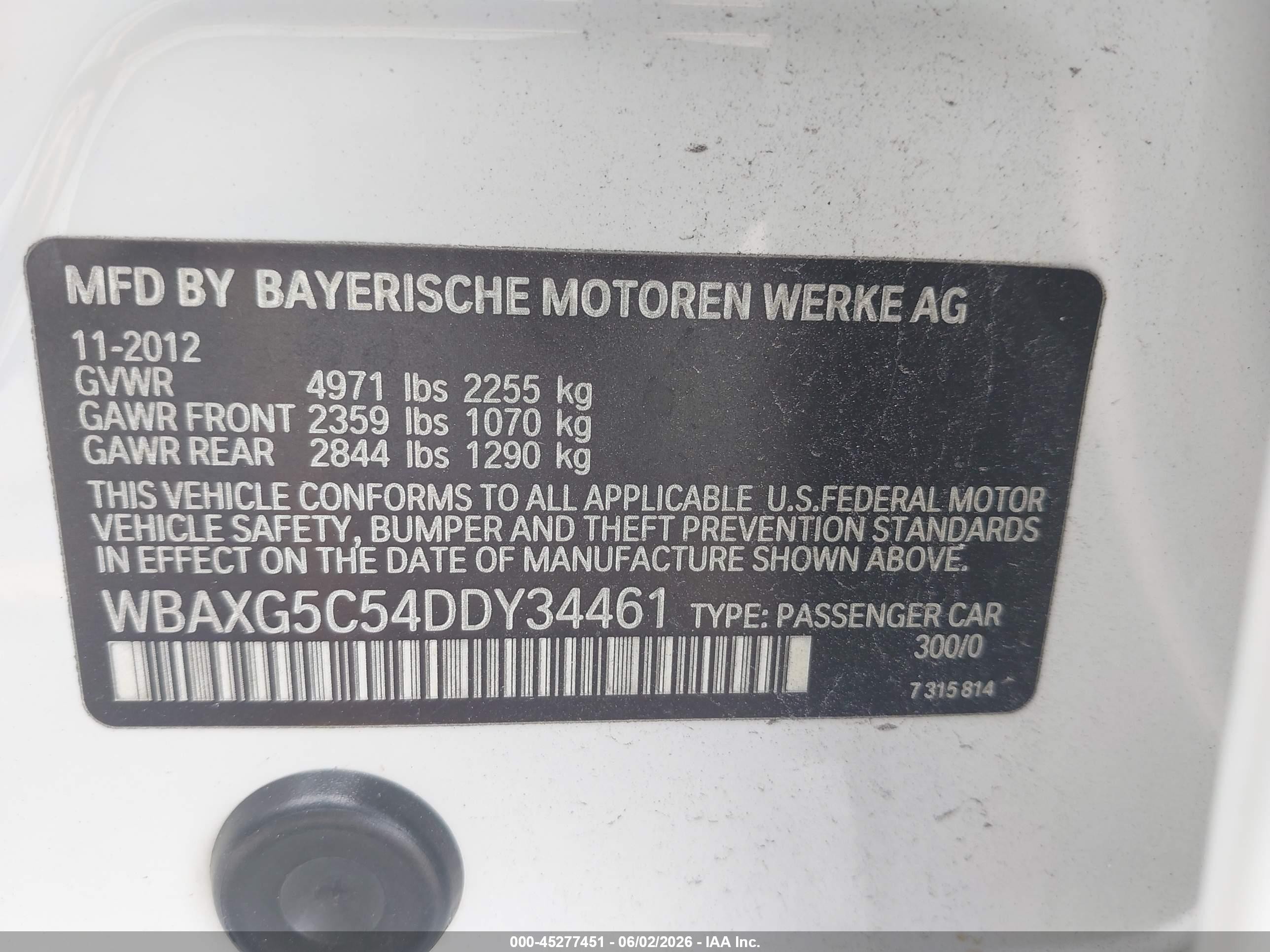 2013 Bmw 528i   White vin: WBAXG5C54DDY34461