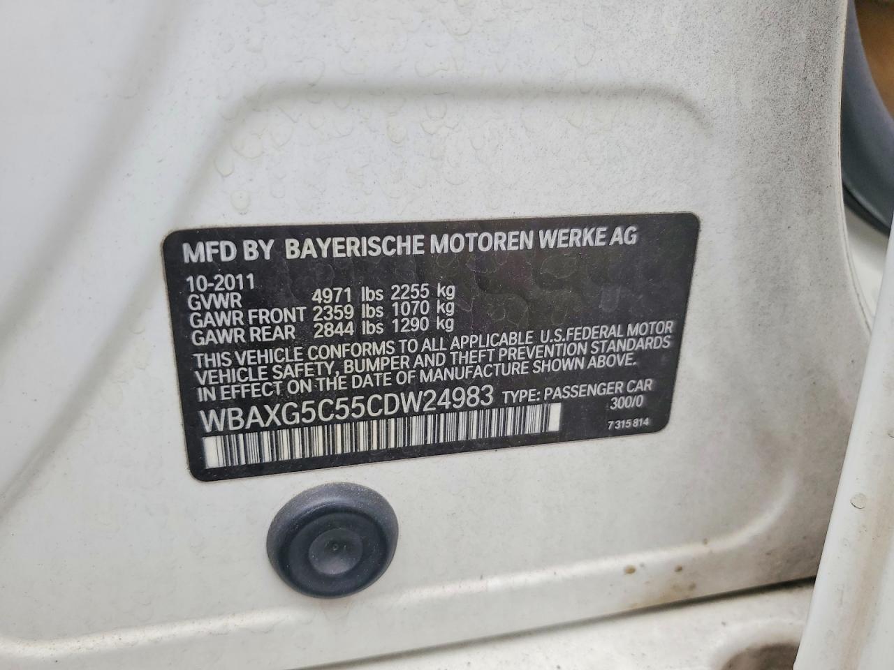 2012 Bmw 528 I White vin: WBAXG5C55CDW24983