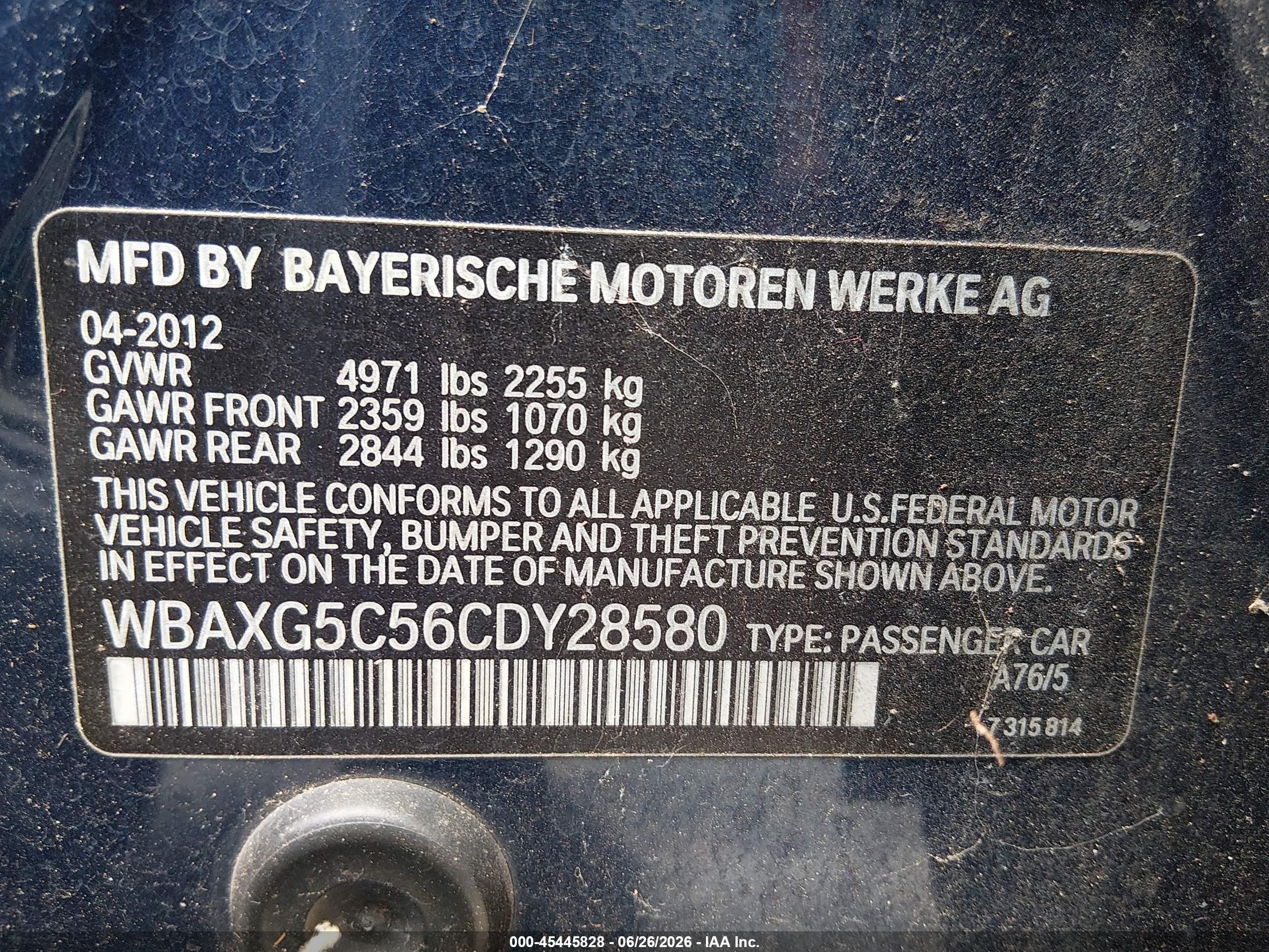 2012 Bmw 528i   Dark Blue vin: WBAXG5C56CDY28580