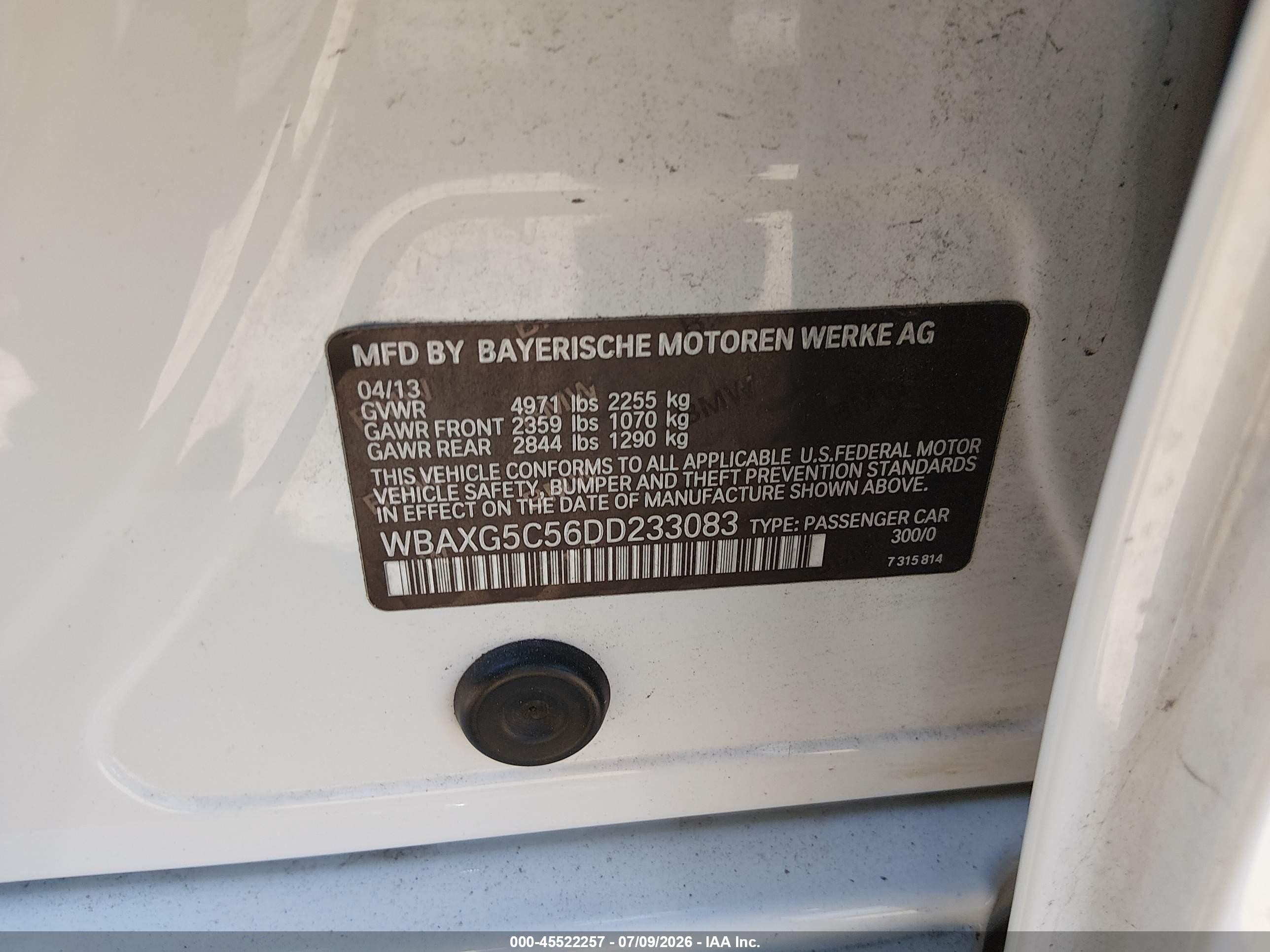 2013 Bmw 528i White vin: WBAXG5C56DD233083