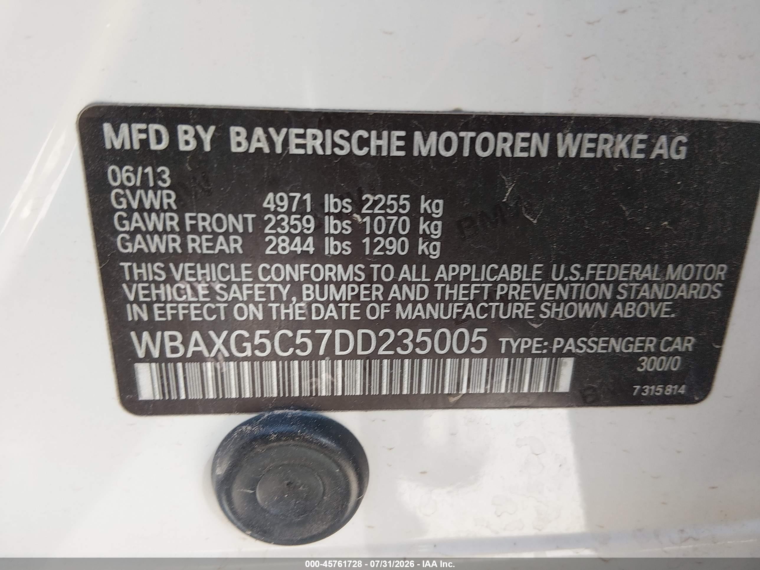 2013 Bmw 528i   Белый vin: WBAXG5C57DD235005