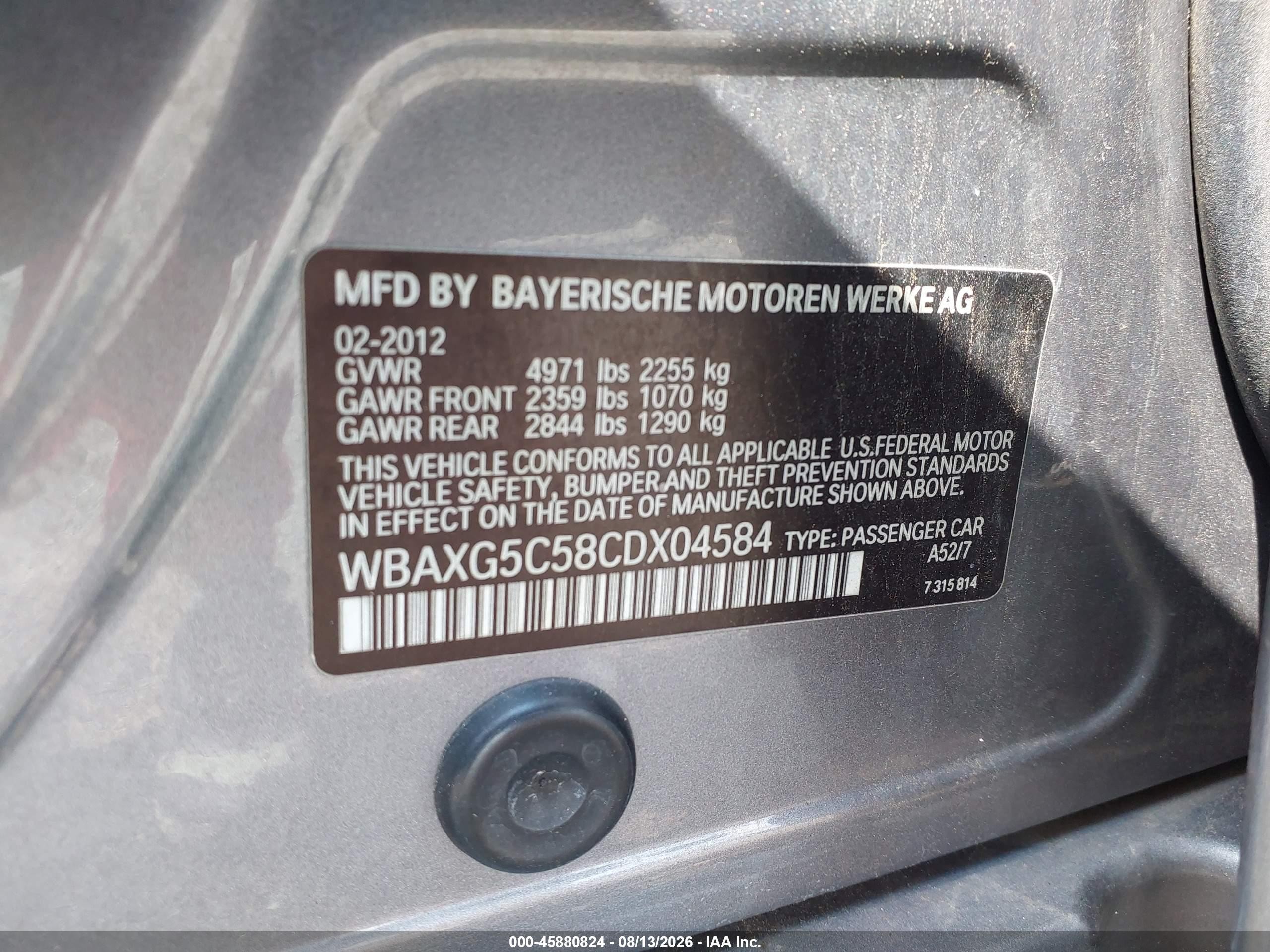 2012 Bmw 528i   Gray vin: WBAXG5C58CDX04584