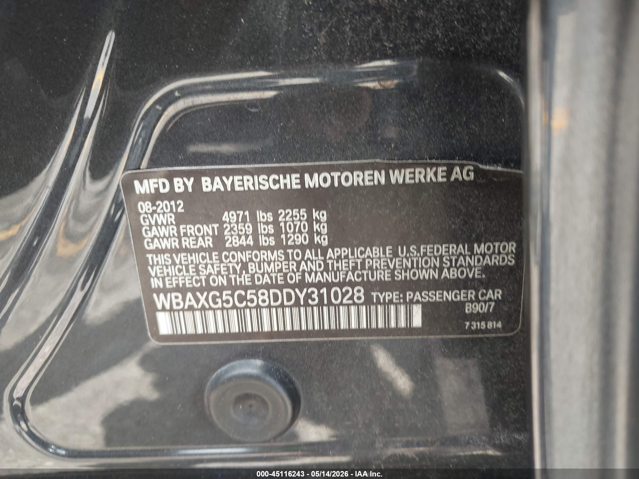 2013 Bmw 528i   Gray vin: WBAXG5C58DDY31028