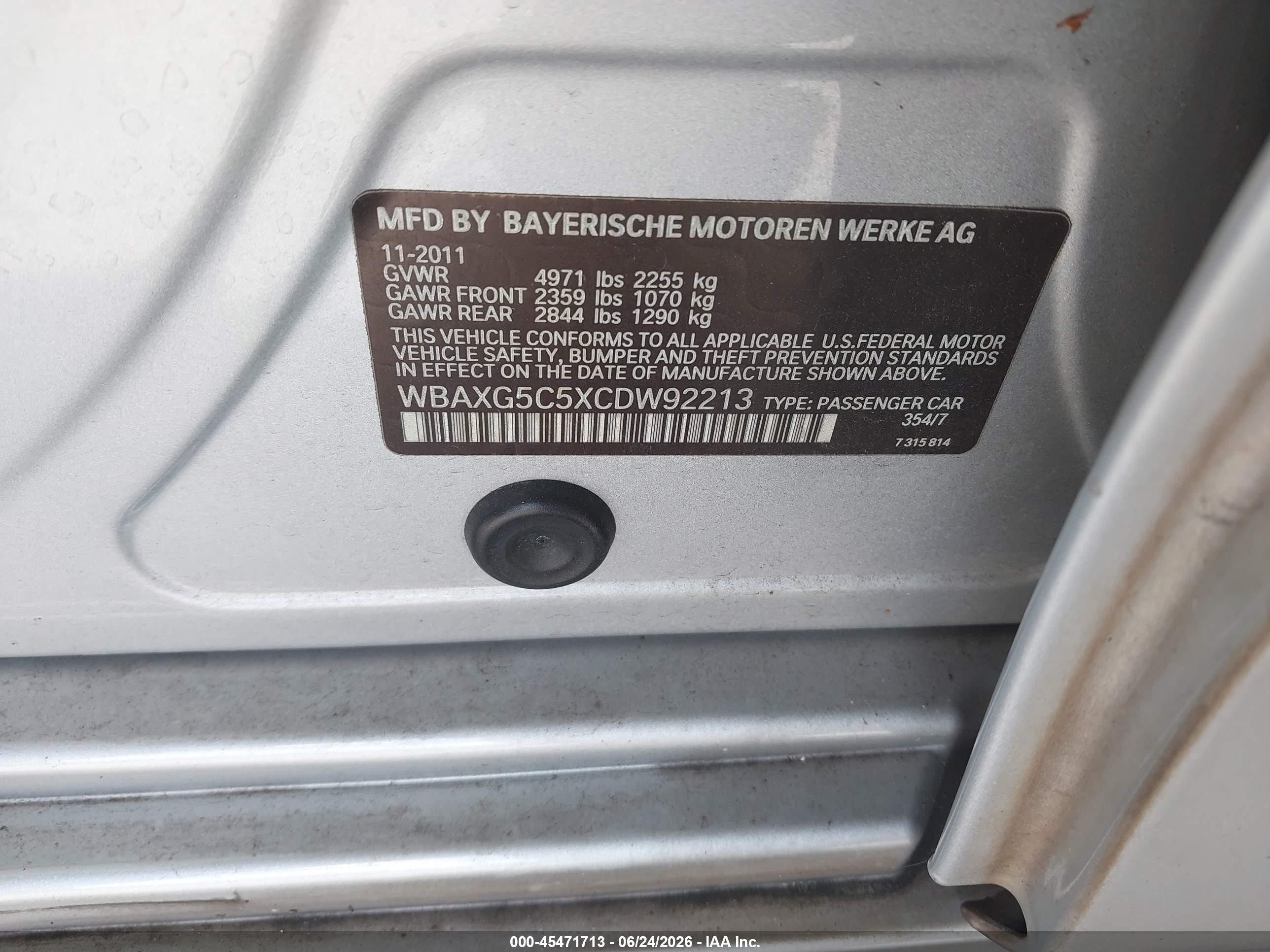 2012 Bmw 528i   Серебряный vin: WBAXG5C5XCDW92213