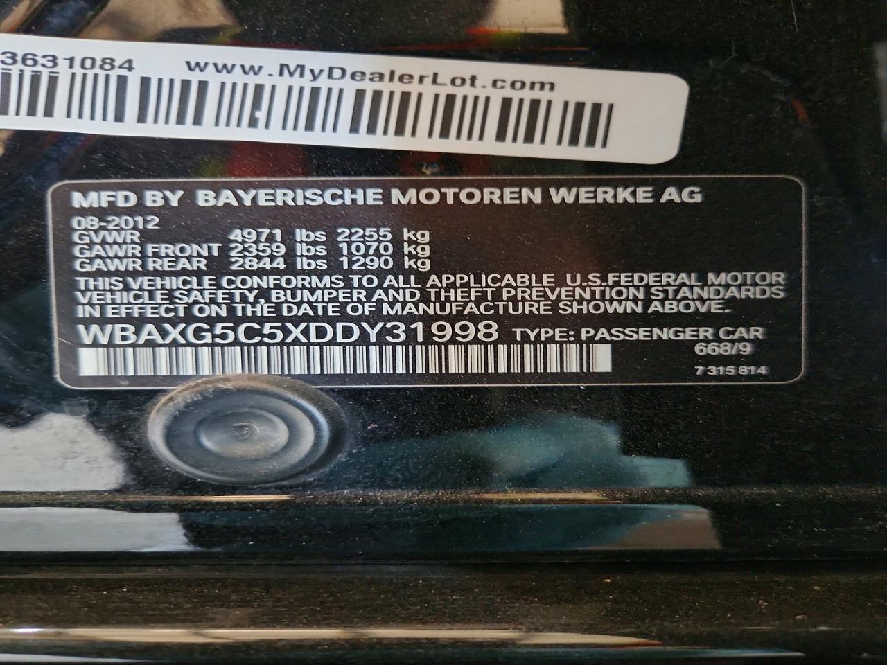 2013 Bmw 528 I Black vin: WBAXG5C5XDDY31998