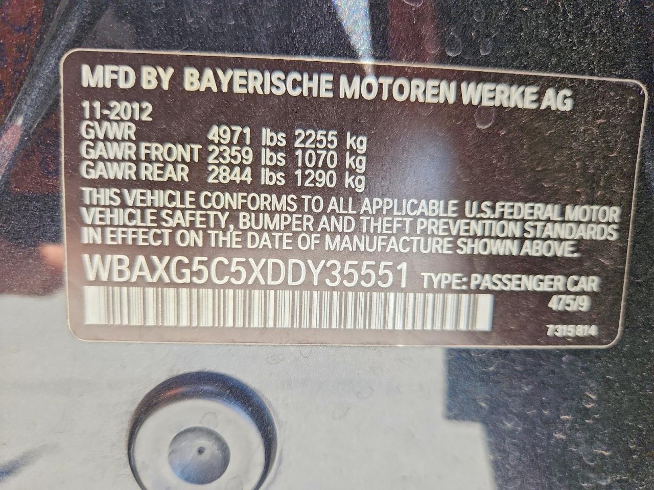 2013 Bmw 528 I Black vin: WBAXG5C5XDDY35551