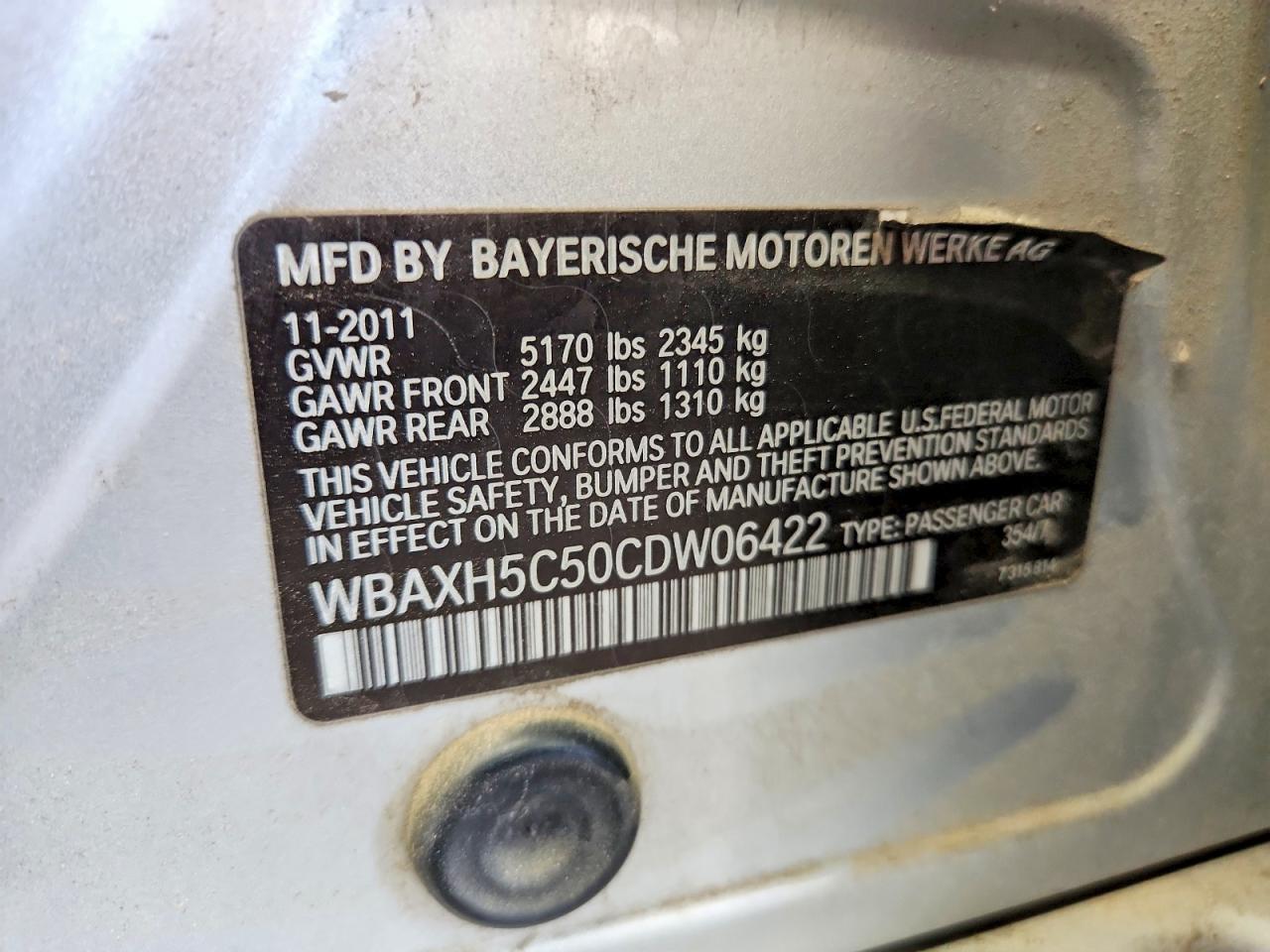 2012 Bmw 528 Xi Silver vin: WBAXH5C50CDW06422