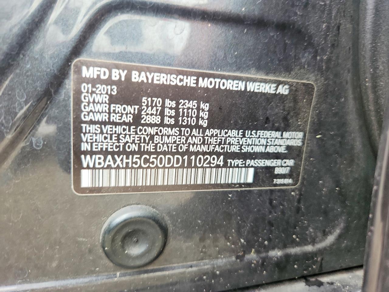 2013 Bmw 528 Xi Black vin: WBAXH5C50DD110294