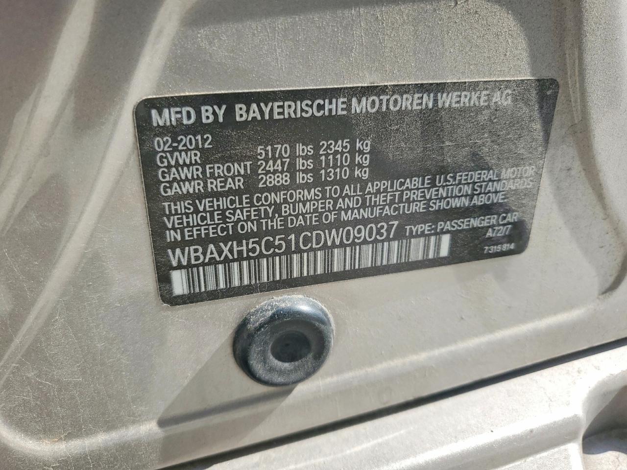 2012 Bmw 528 Xi Silver vin: WBAXH5C51CDW09037