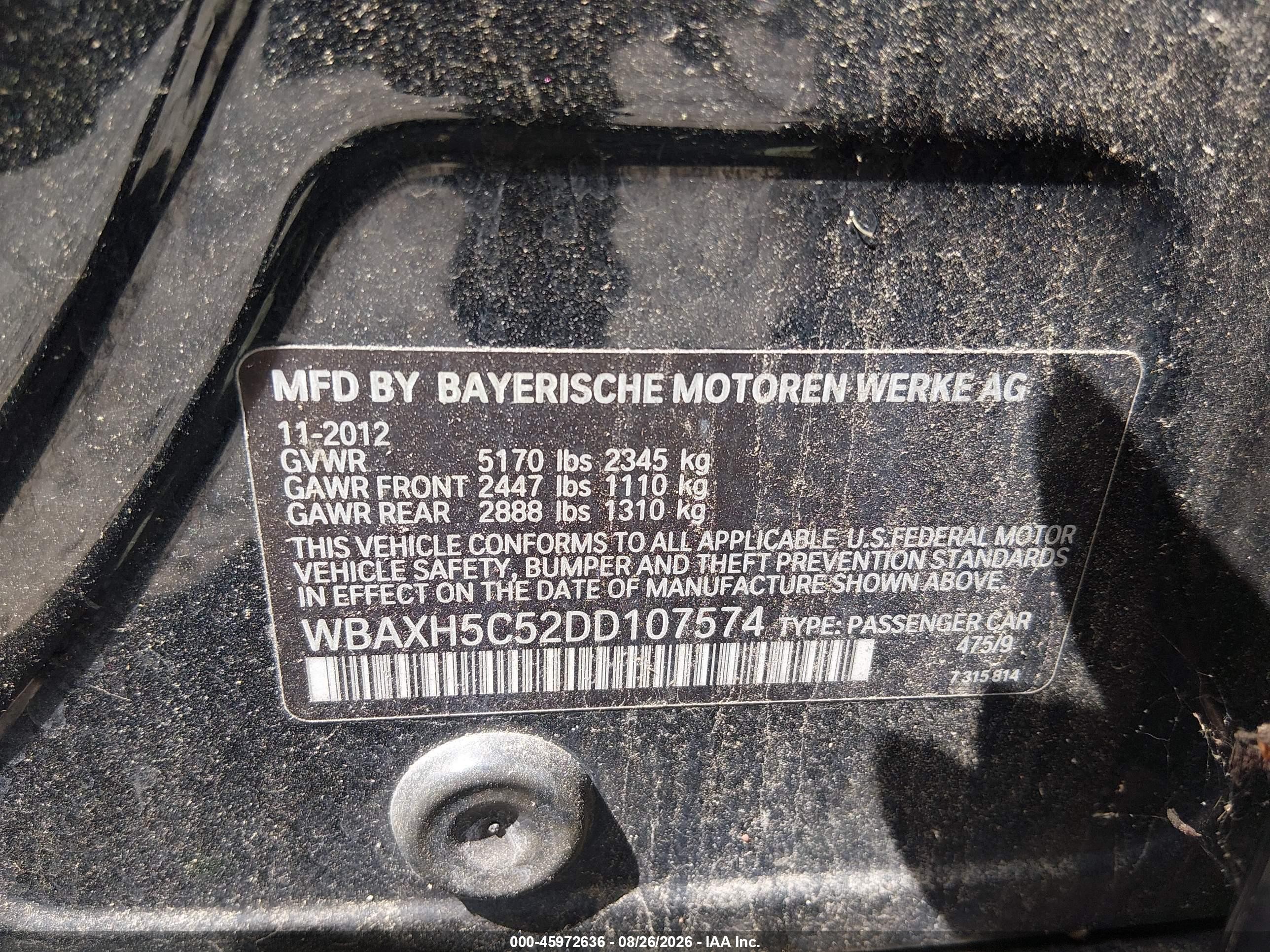 2013 Bmw 528i Xdrive Black vin: WBAXH5C52DD107574