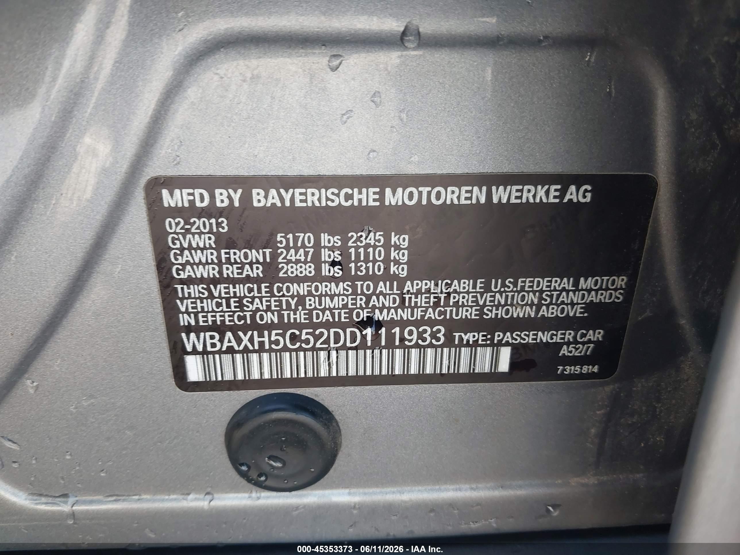 2013 Bmw 528i Xdrive Silver vin: WBAXH5C52DD111933