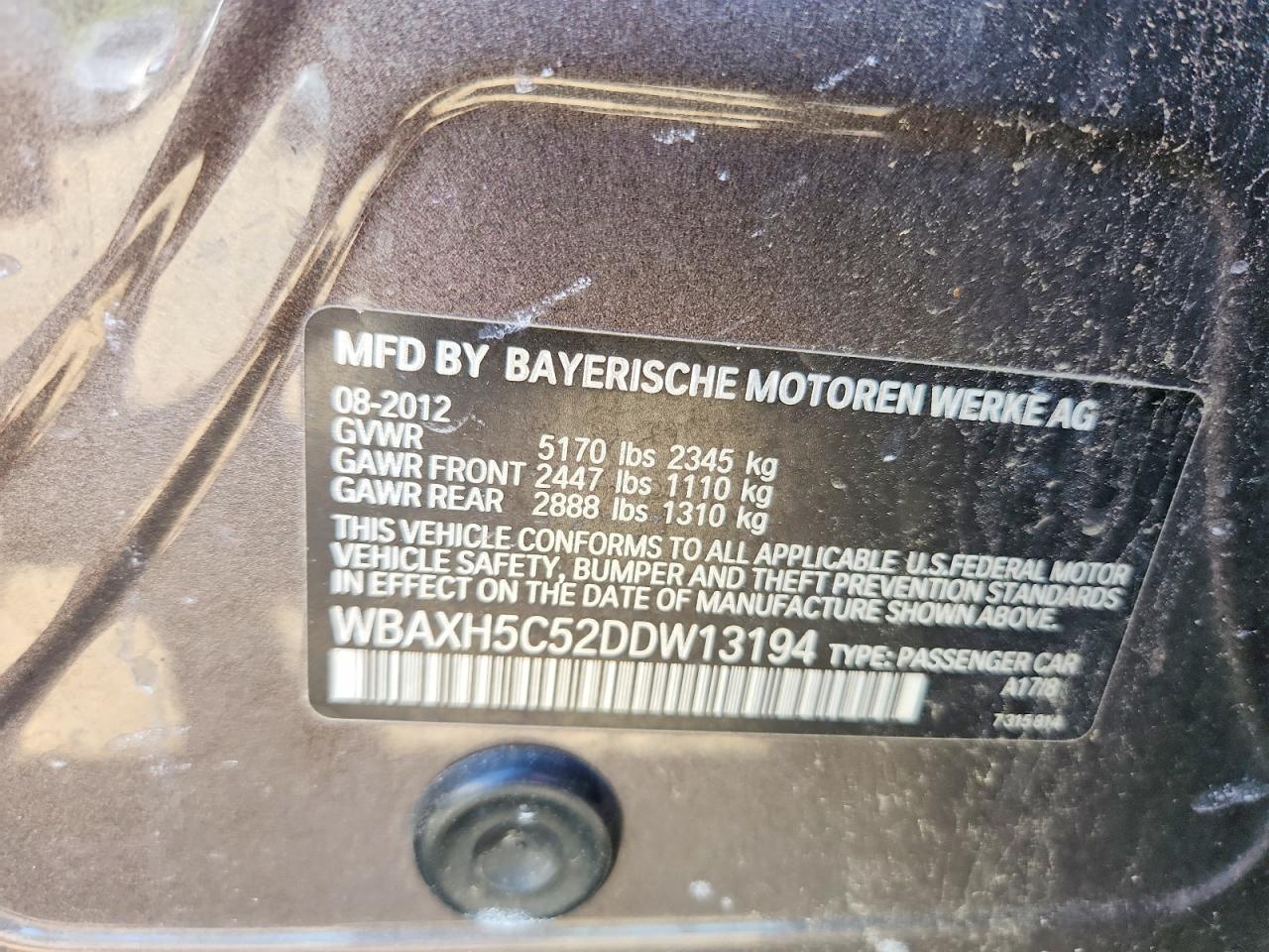 2013 Bmw 528 Xi Gray vin: WBAXH5C52DDW13194
