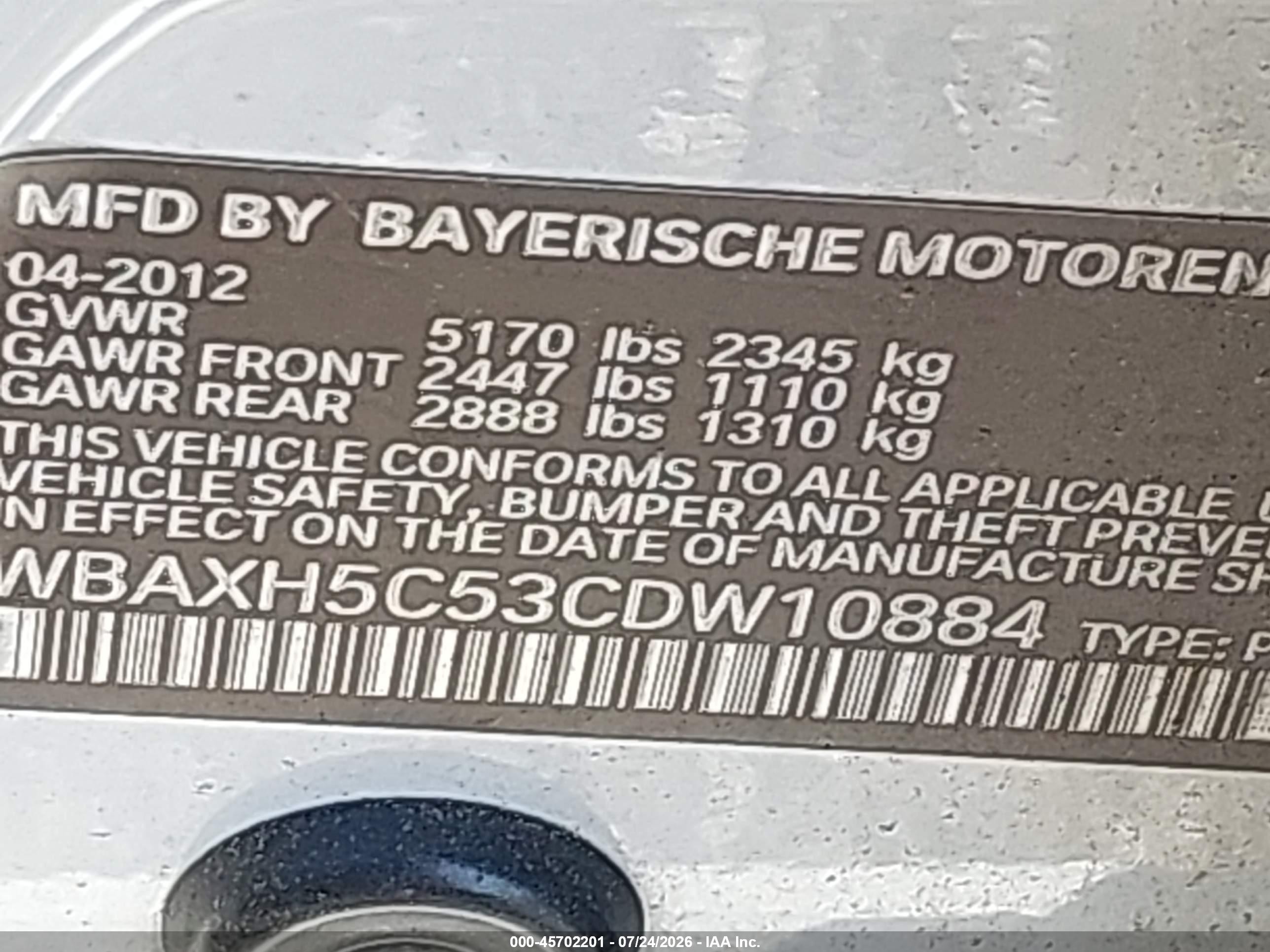 2012 Bmw 528i Xdrive White vin: WBAXH5C53CDW10884
