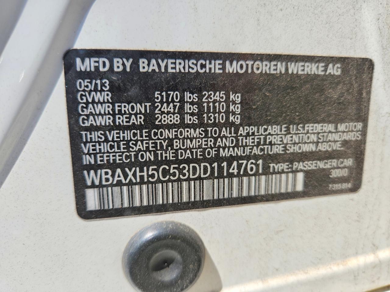 2013 Bmw 528i Белый vin: WBAXH5C53DD114761