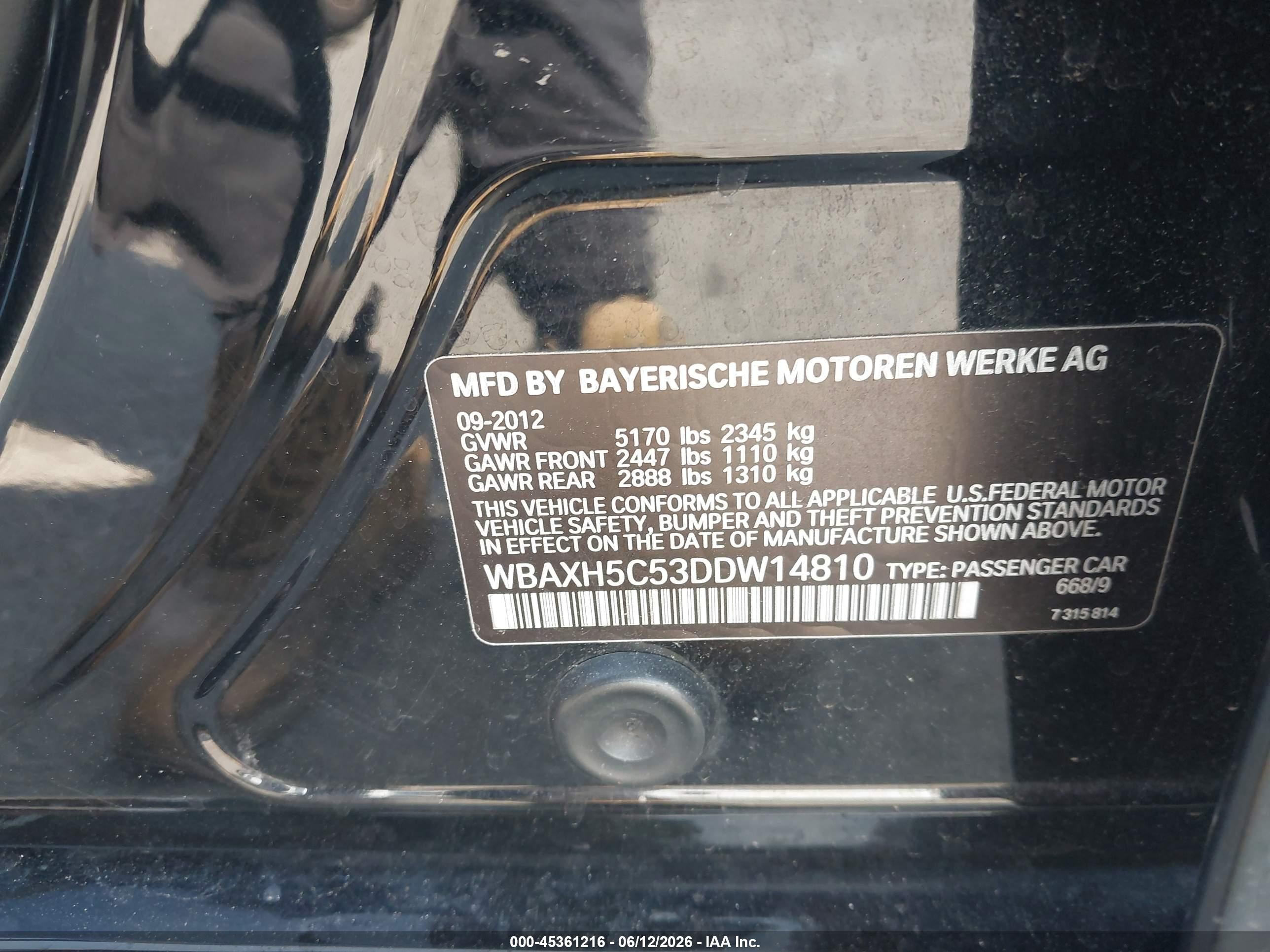 2013 Bmw 528i Xdrive Black vin: WBAXH5C53DDW14810