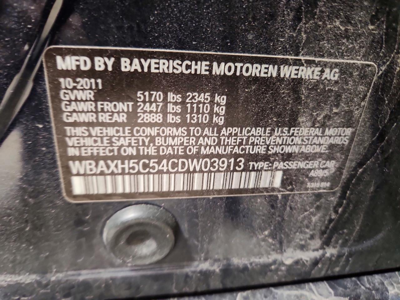 2012 Bmw 528 Xi Blue vin: WBAXH5C54CDW03913