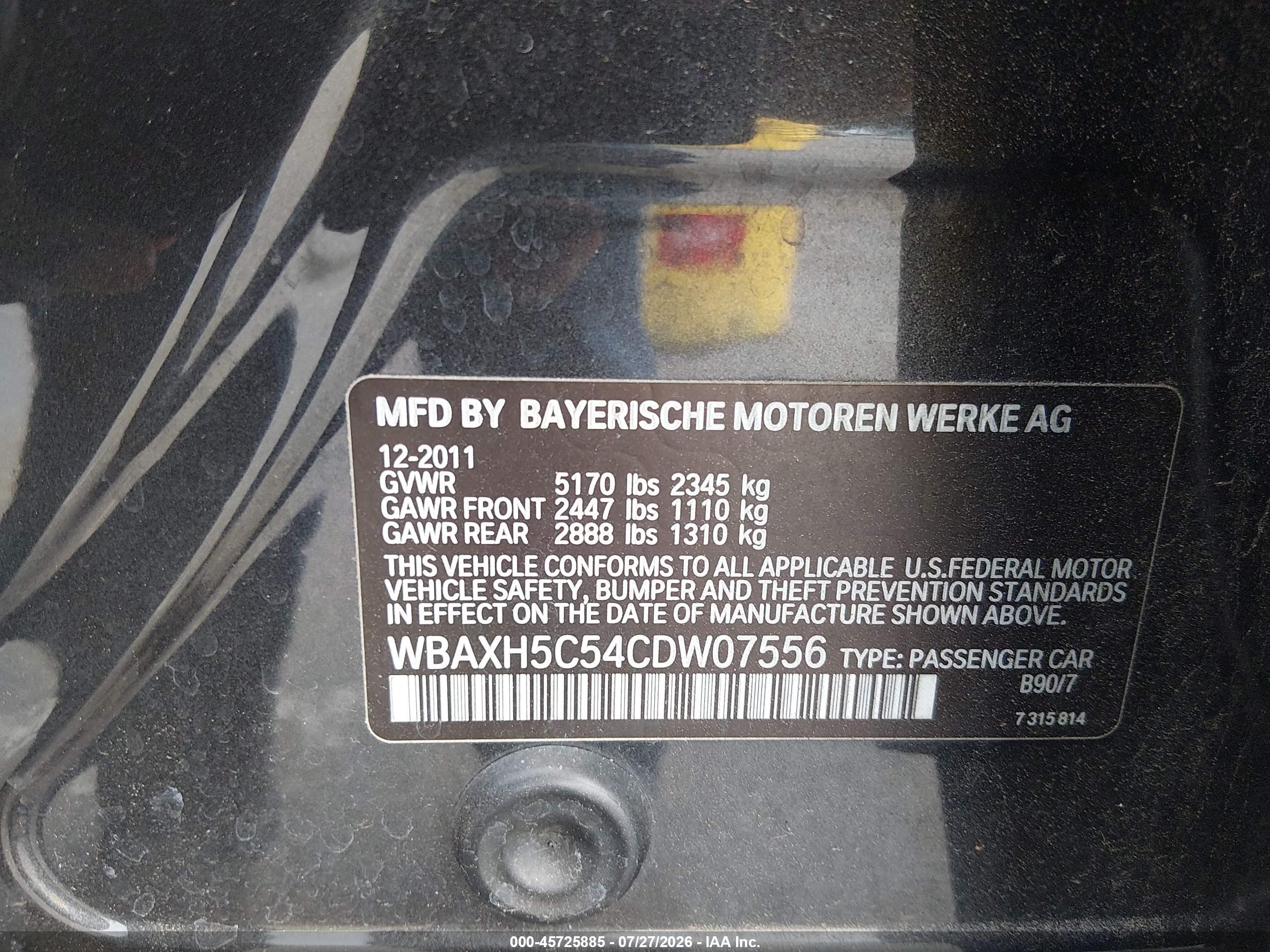 2012 Bmw 528i Xdrive Black vin: WBAXH5C54CDW07556