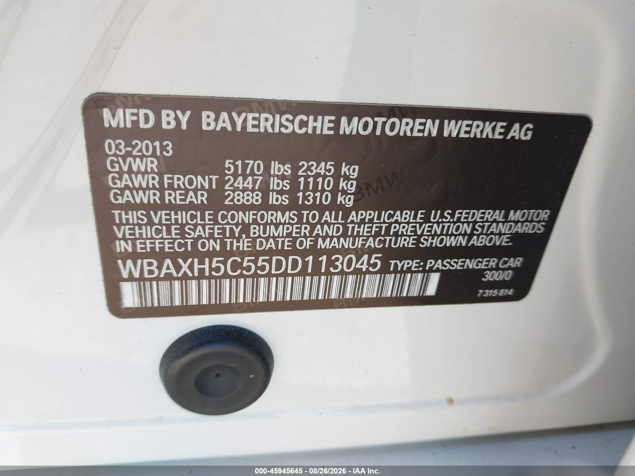 2013 Bmw 528i Xdrive White vin: WBAXH5C55DD113045