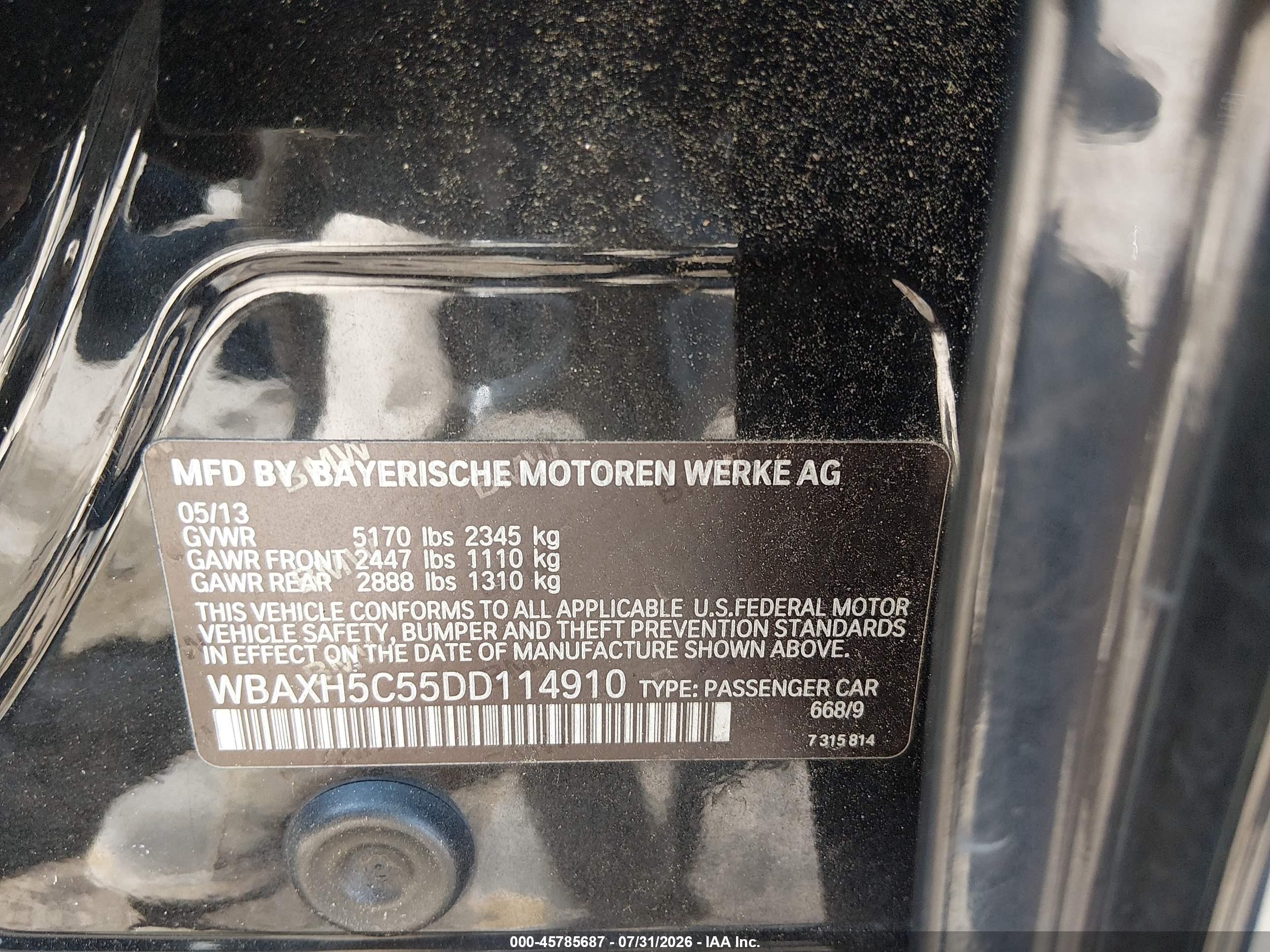 2013 Bmw 528i Xdrive Black vin: WBAXH5C55DD114910