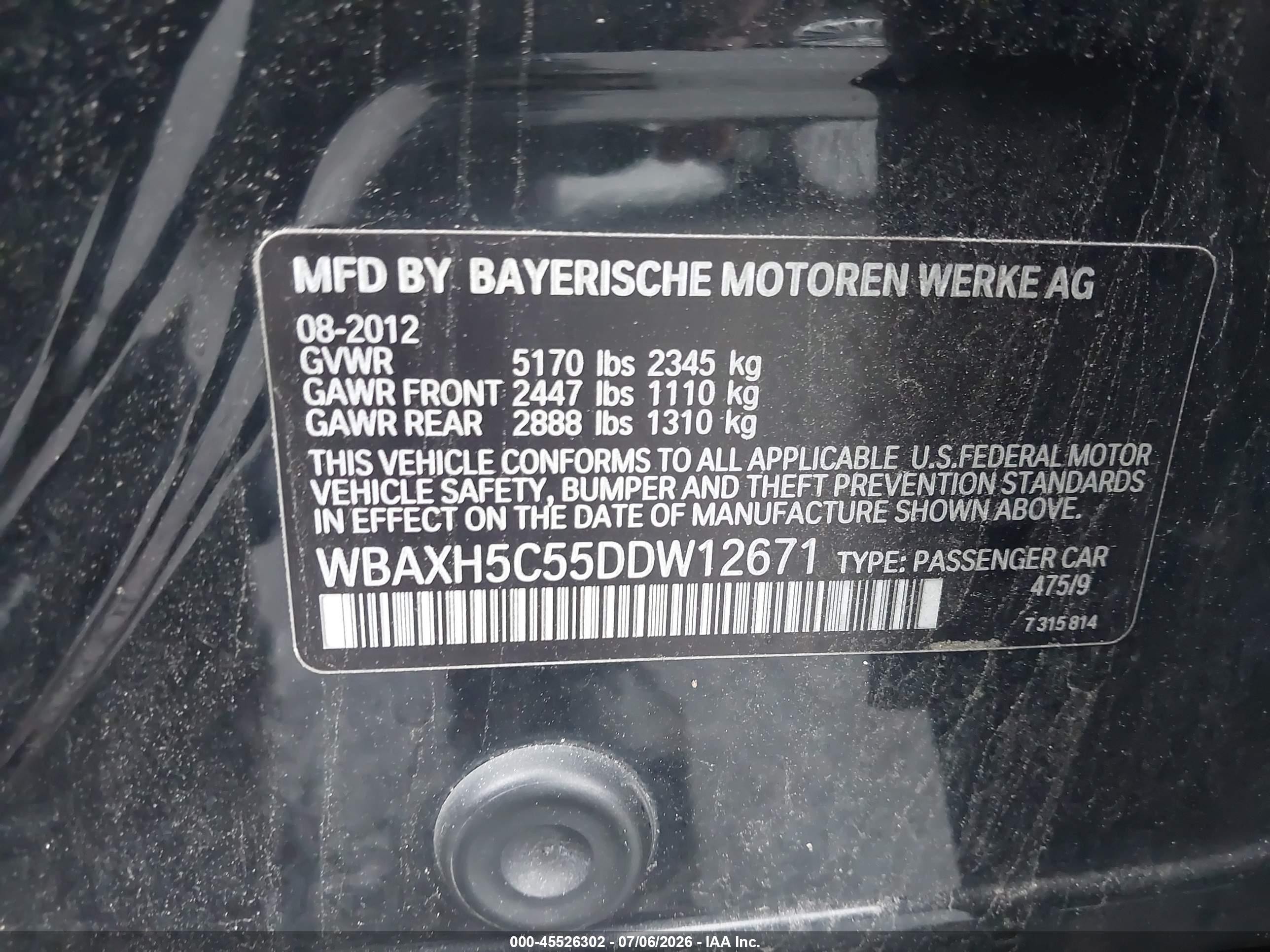2013 Bmw 528i Xdrive Черный vin: WBAXH5C55DDW12671